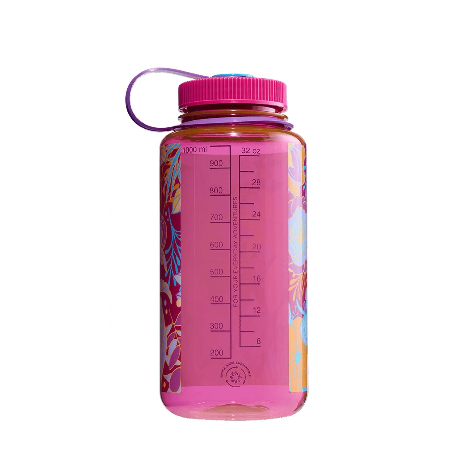 Nalgene 32Oz Wide Mouth Bottle Magenta With Botanical Florals