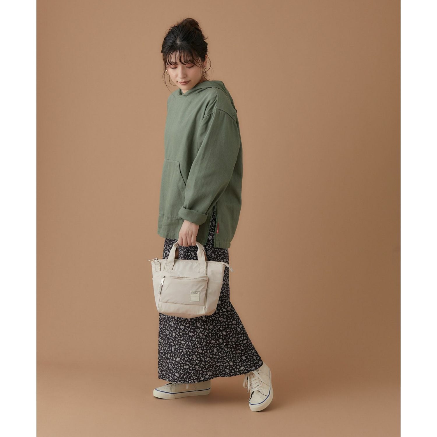 Anello Circle 2Way Mini Tote Bag (Light Beige)