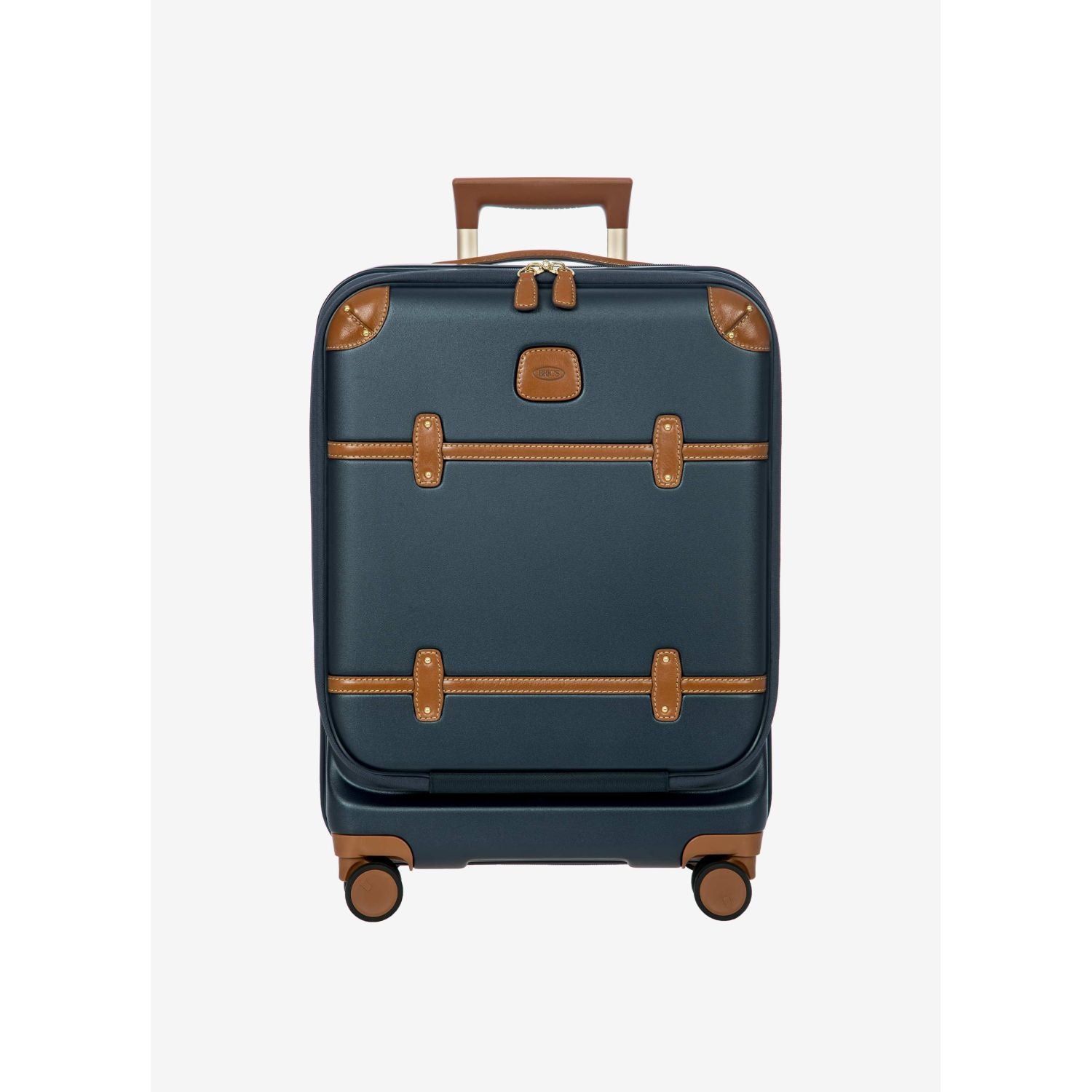 BRIC'S Bellagio 3 21" Expandable Carry-On Luggage Spinner + Pocket with USB (Blue)