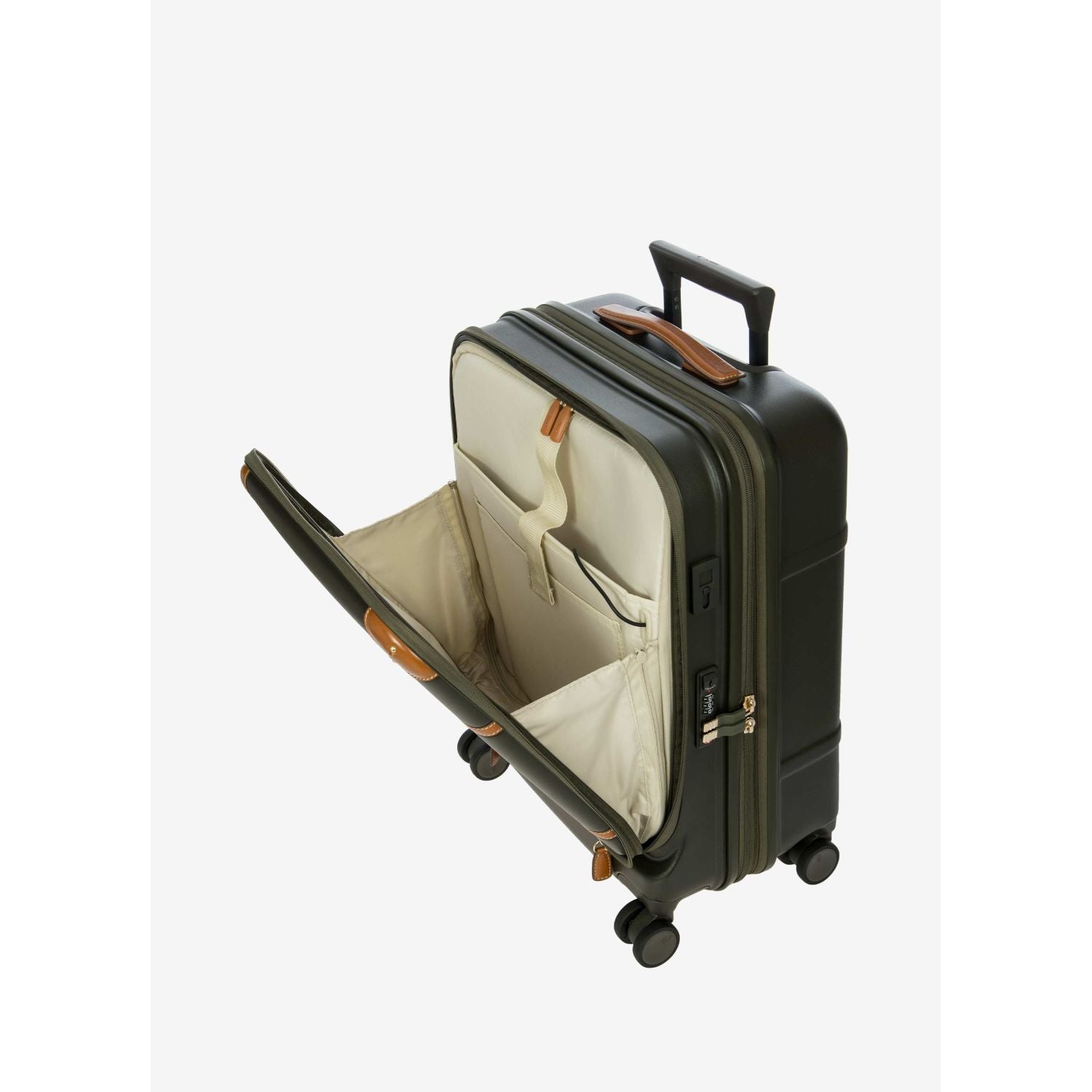 BRIC'S Bellagio 3 21" Expandable Carry-On Luggage Spinner + Pocket with USB (Olive)
