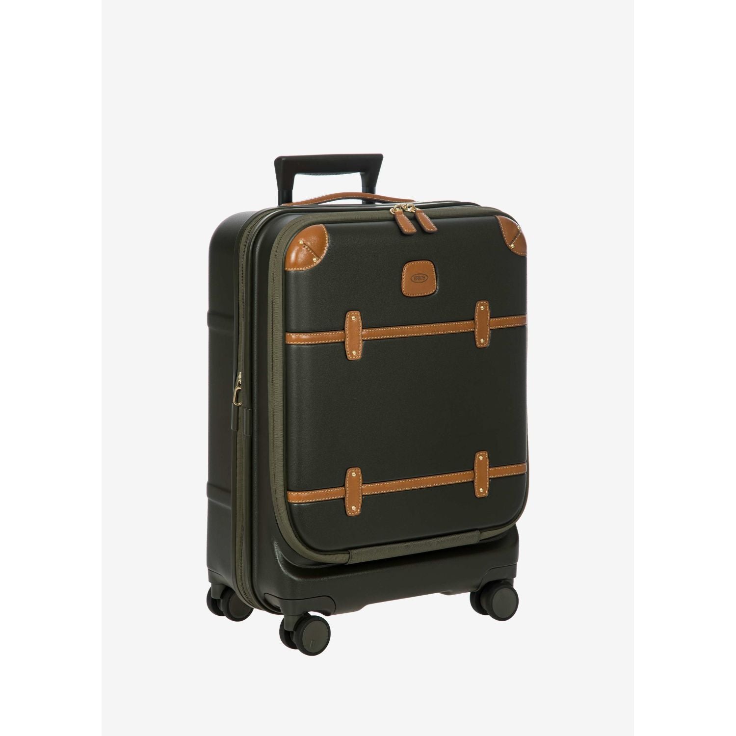 BRIC'S Bellagio 3 21" Expandable Carry-On Luggage Spinner + Pocket with USB (Olive)