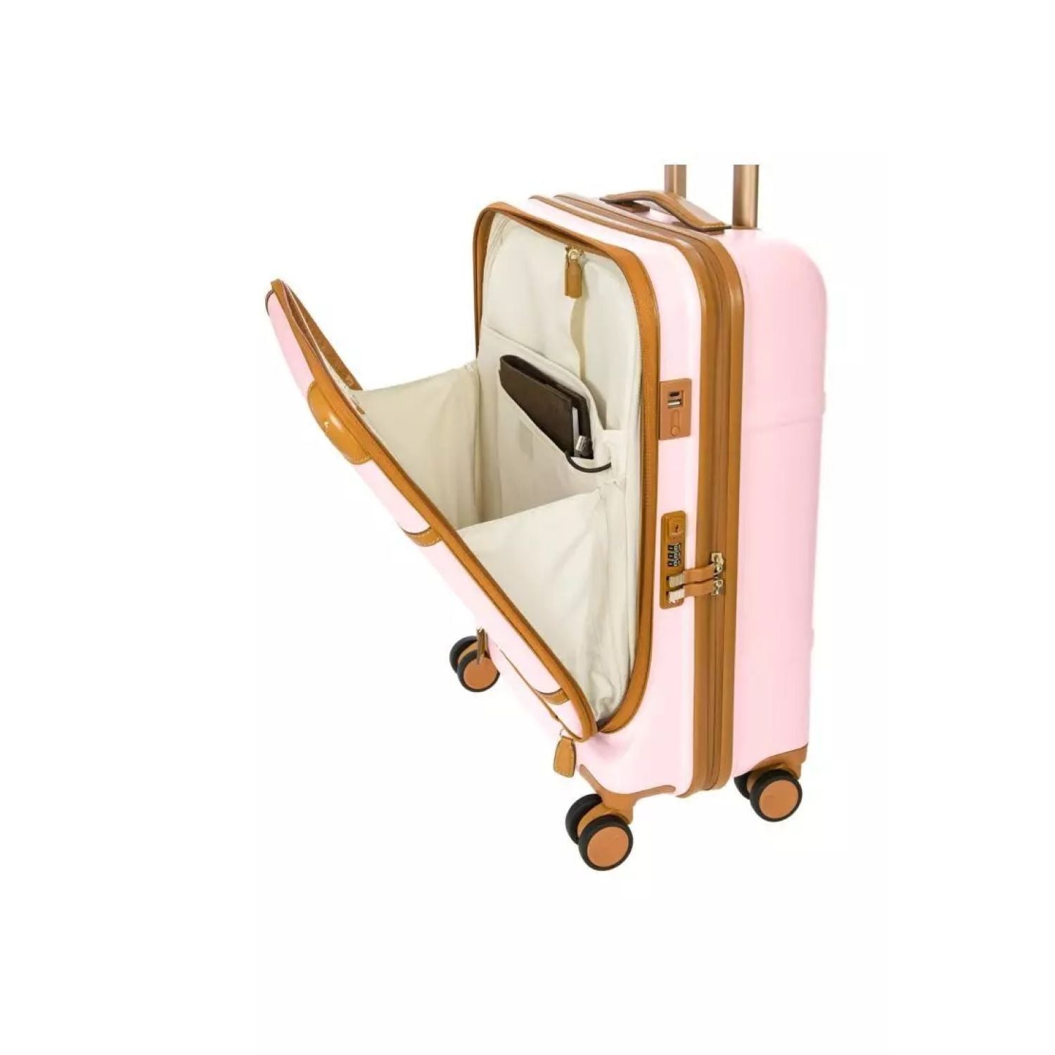 BRIC'S Bellagio V2 21" Carry On Luggage Spinner + Pocket with USB (Pink)