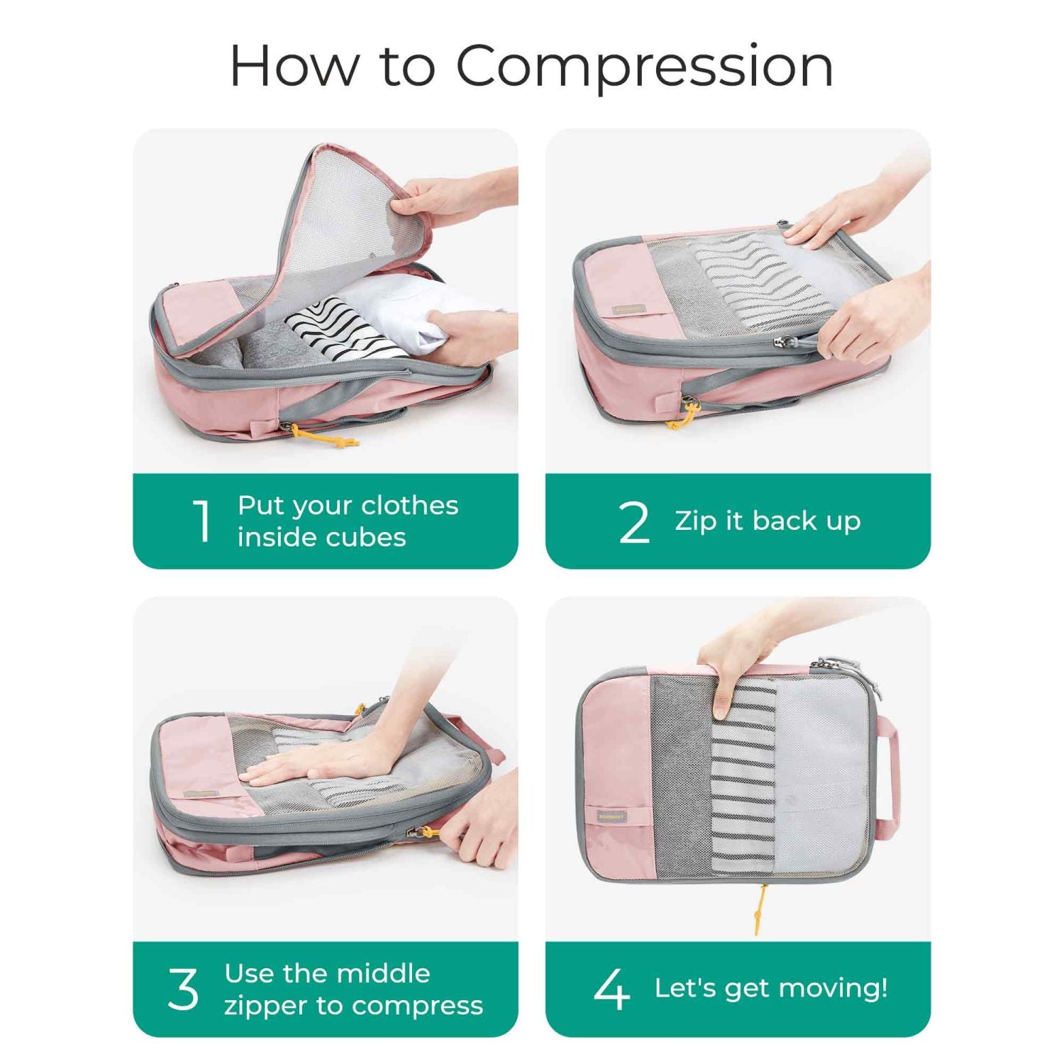 Bagsmart 6-In-1 Compression Packing Cubes (Brier Rose)