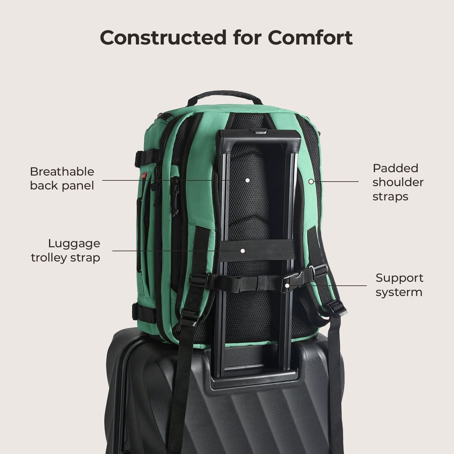 Bagsmart Blast Quick Access Carry On Expandable Travel Backpack (Green)