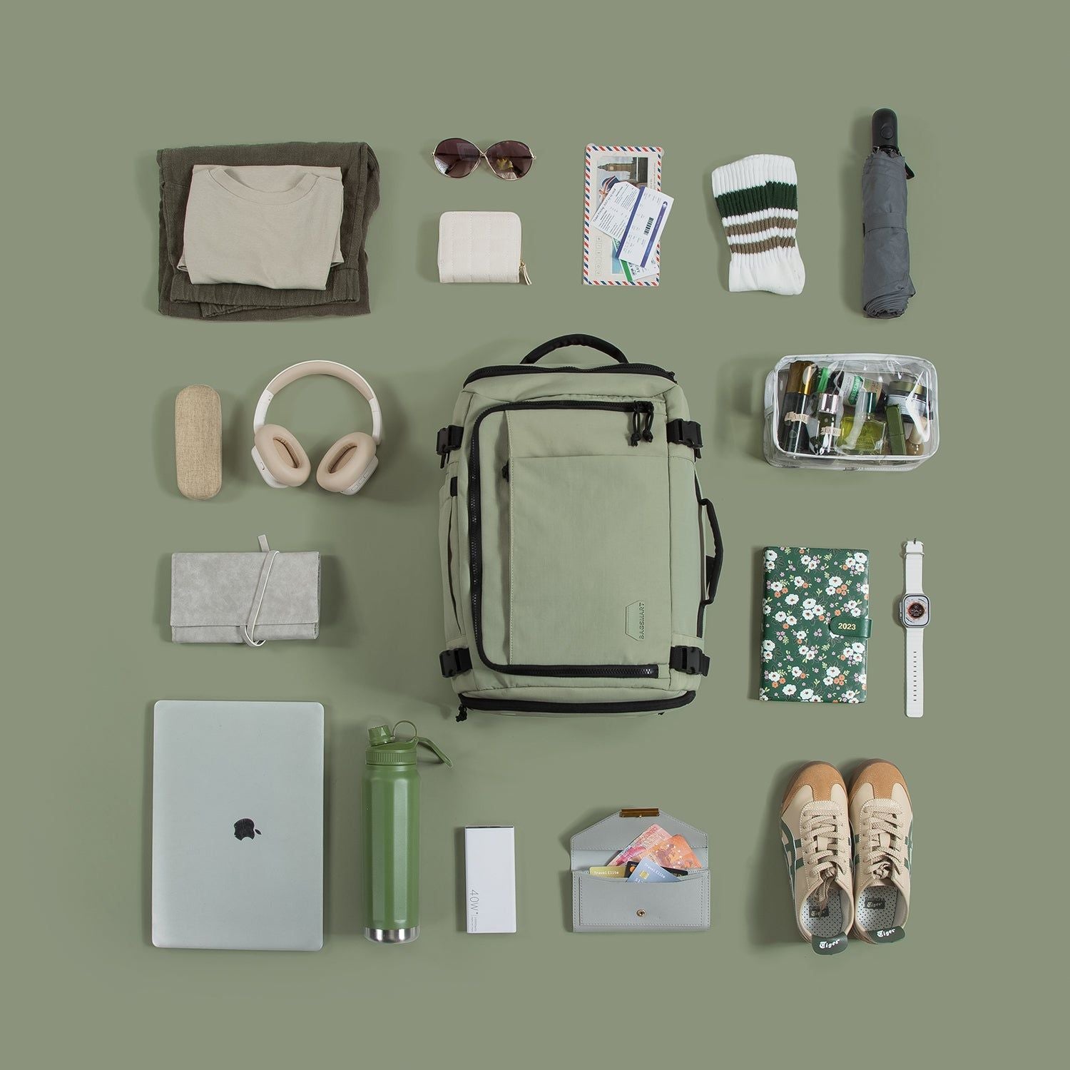 Bagsmart Blast Quick Access Carry On Travel Backpack Standard 28L (Green)