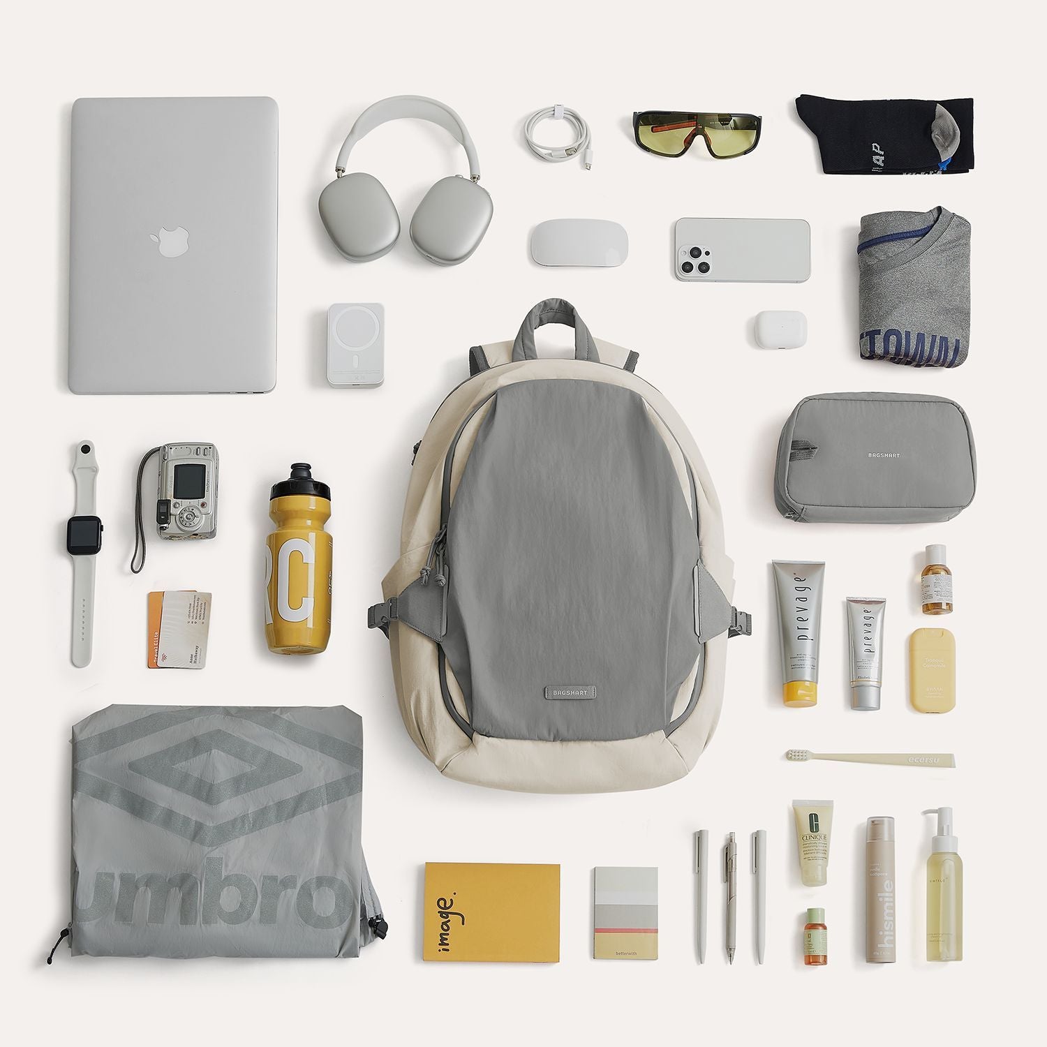 Bagsmart Soar 180 Open Clamshell Travel Backpack 25L Set (Gray)