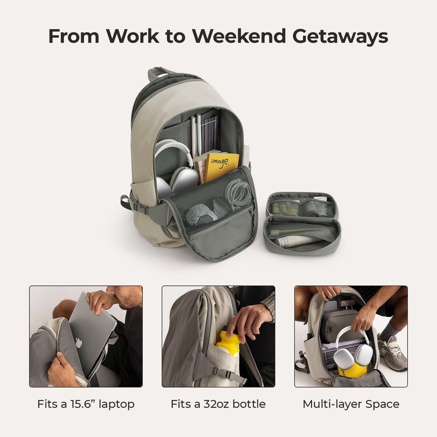 Bagsmart Soar 180 Open Clamshell Travel Backpack 25L Set (Gray)