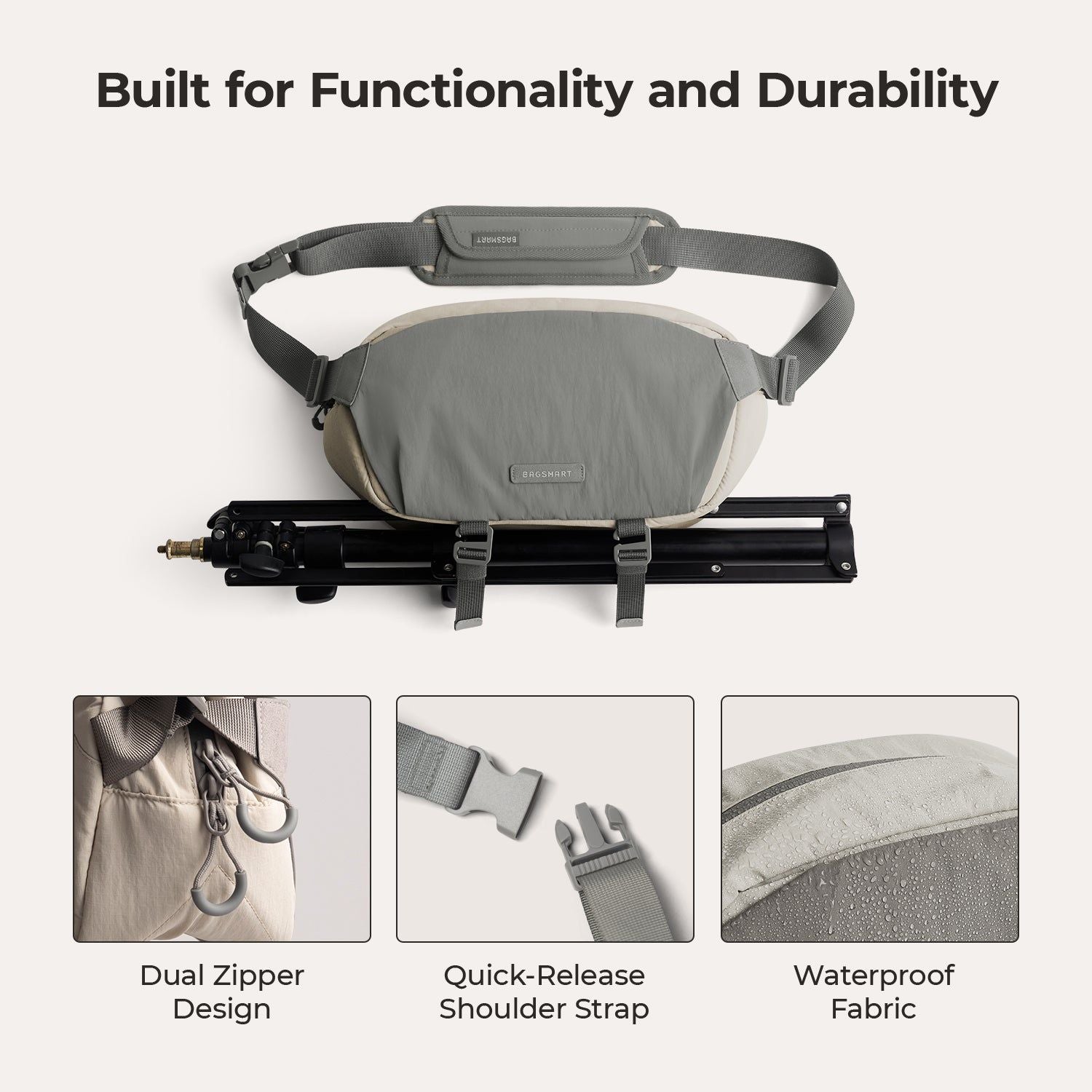 Bagsmart Soar Camera Sling Bag With Tripod Holder 6L (Gray)