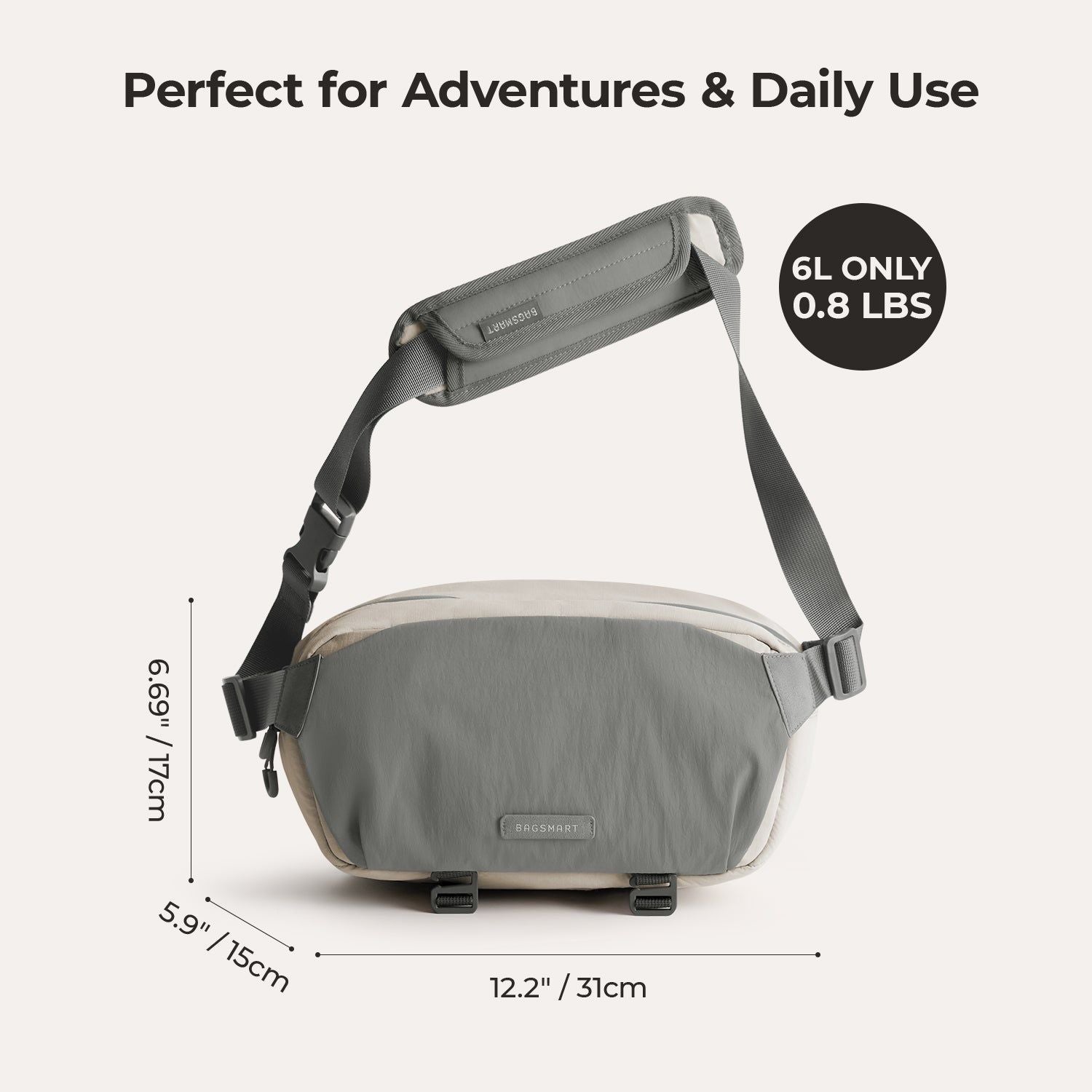 Bagsmart Soar Camera Sling Bag With Tripod Holder 6L (Gray)