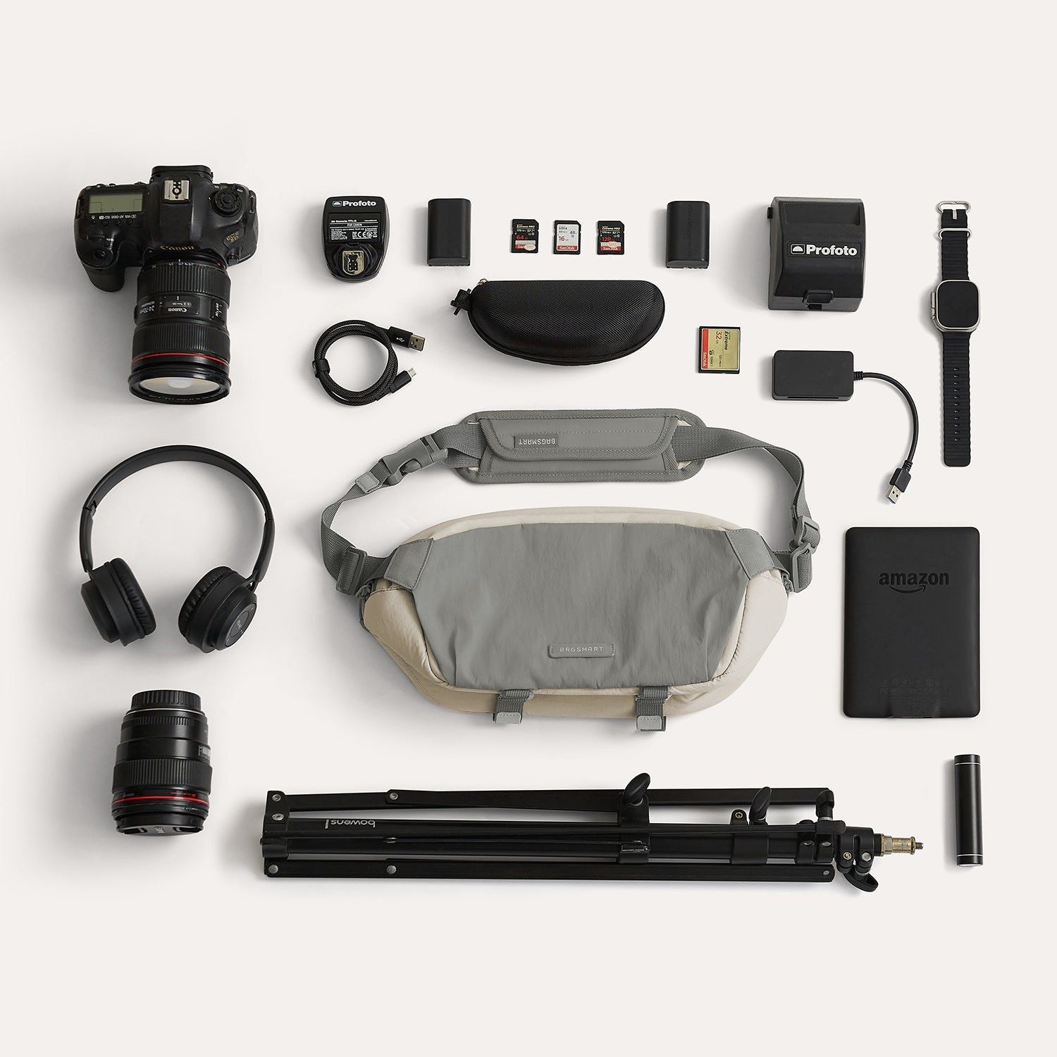 Bagsmart Soar Camera Sling Bag With Tripod Holder 6L (Gray)