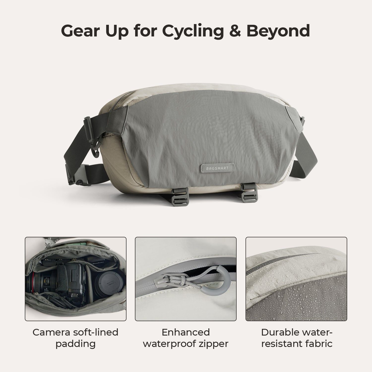Bagsmart Soar Camera Sling Bag With Tripod Holder 6L (Gray)