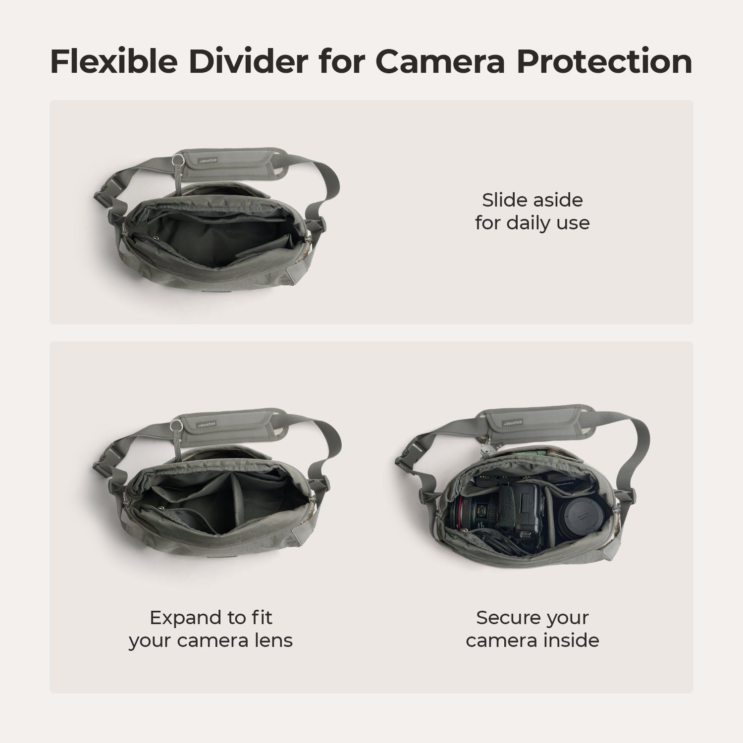 Bagsmart Soar Camera Sling Bag With Tripod Holder 6L (Gray)