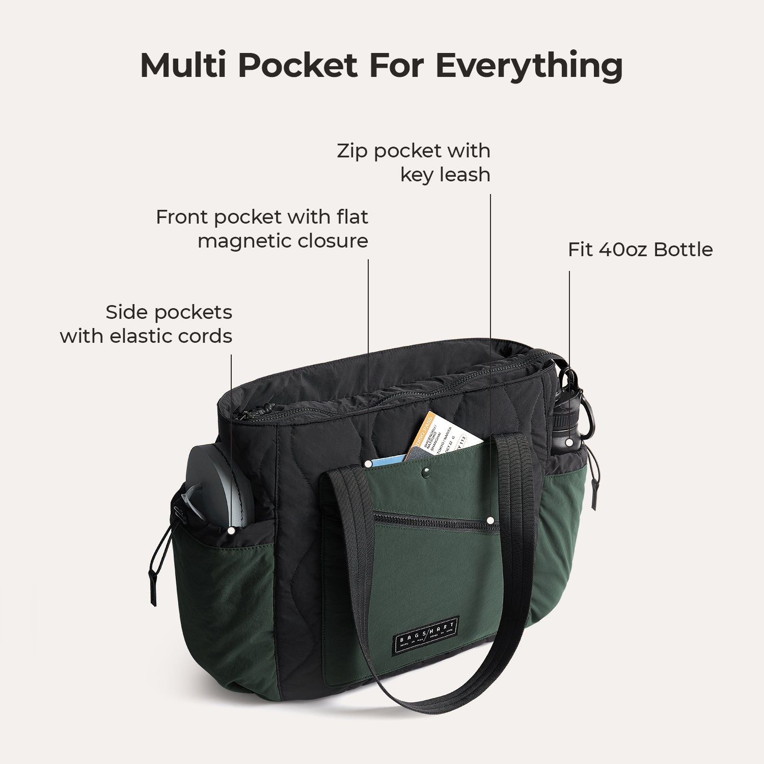 Bagsmart Vega Featherlight Tote Bag 23L (Black)