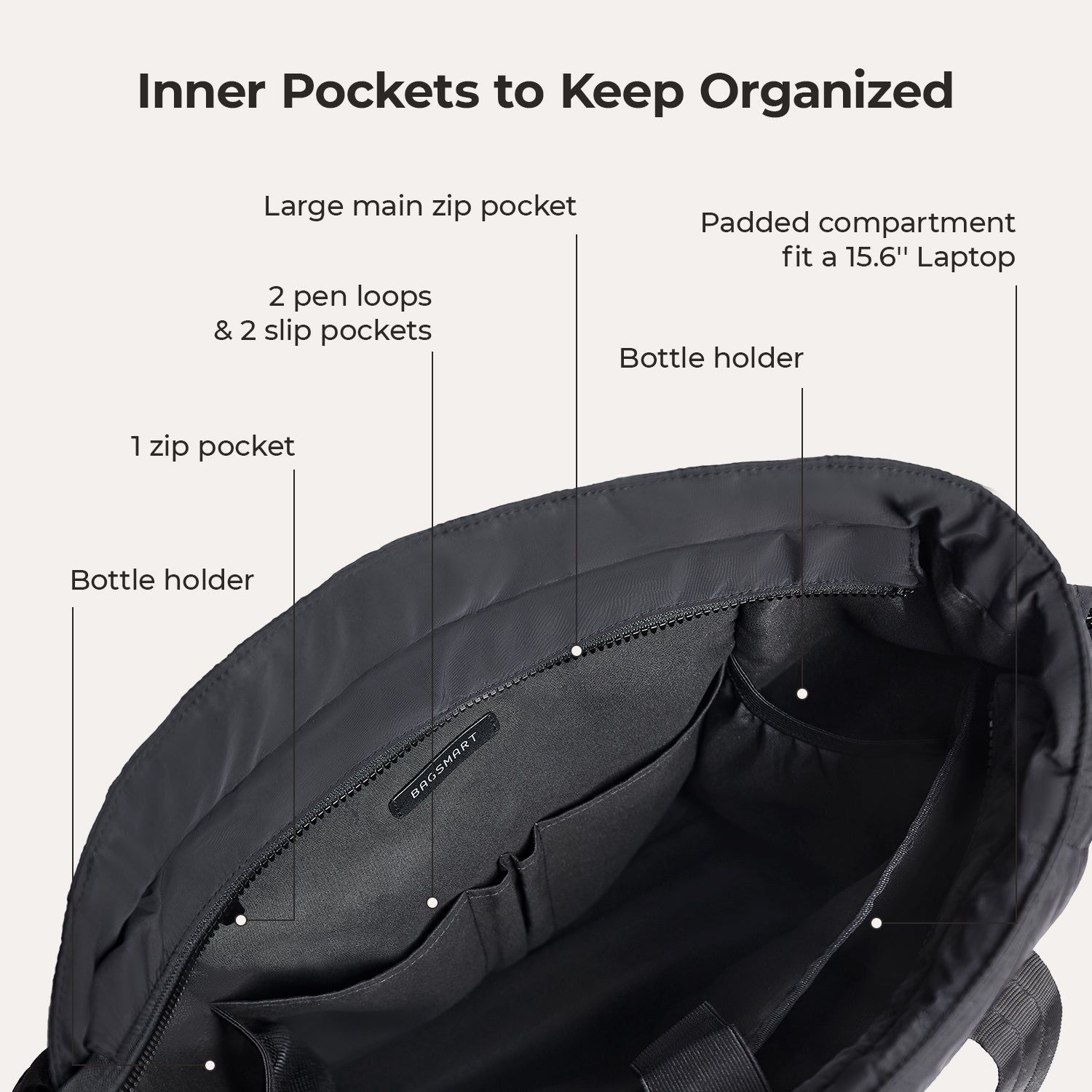 Bagsmart Vega Featherlight Tote Bag 23L (Black)