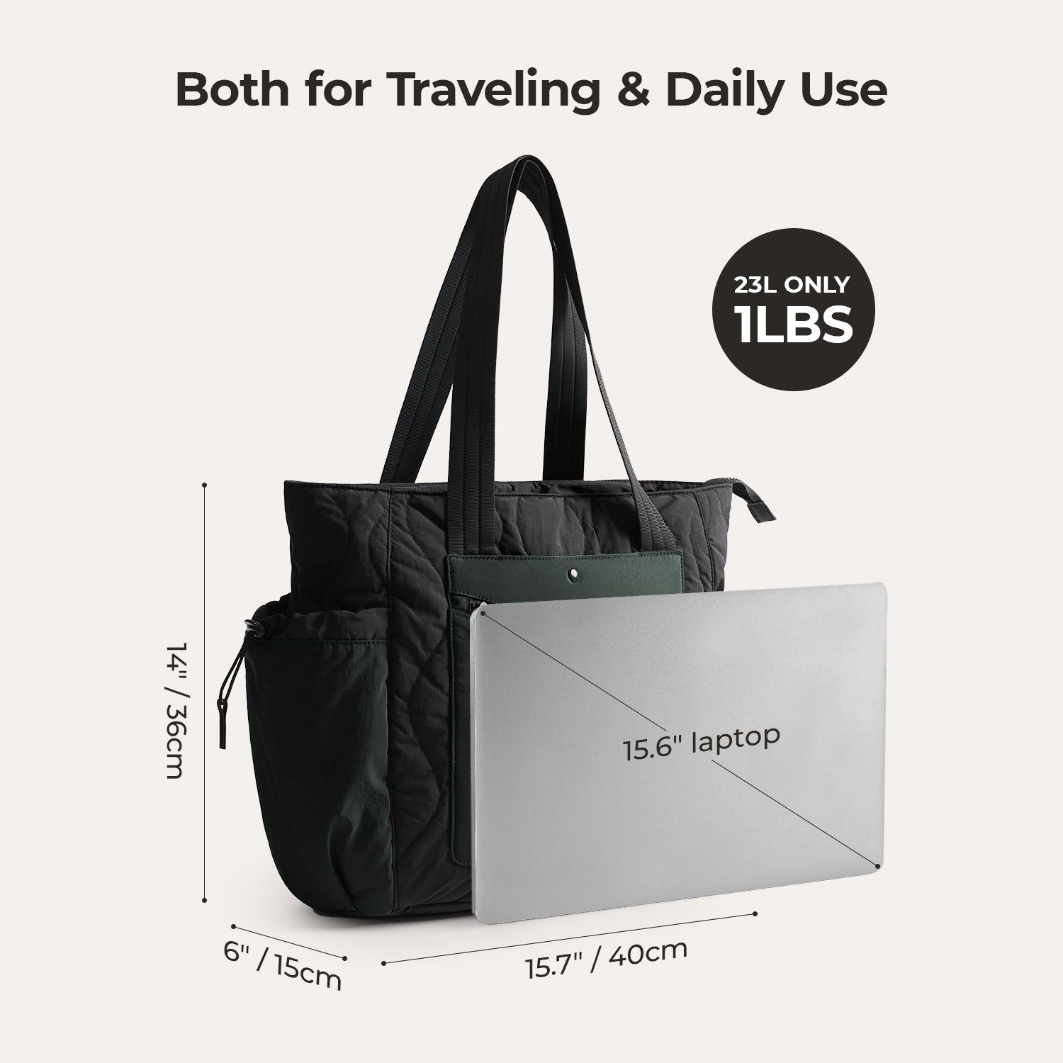 Bagsmart Vega Featherlight Tote Bag 23L (Black)