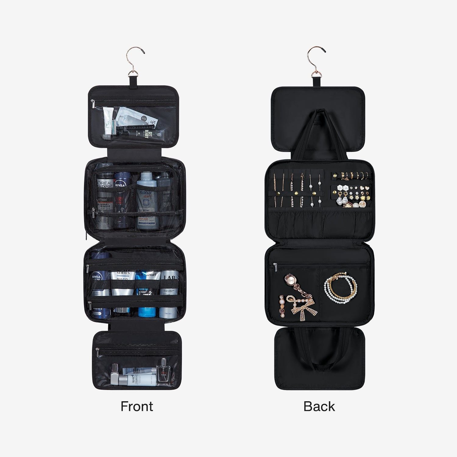 Bagsmart Zora Spacesaver Puffy Multi-Functional Toiletry Bag Medium (Black)