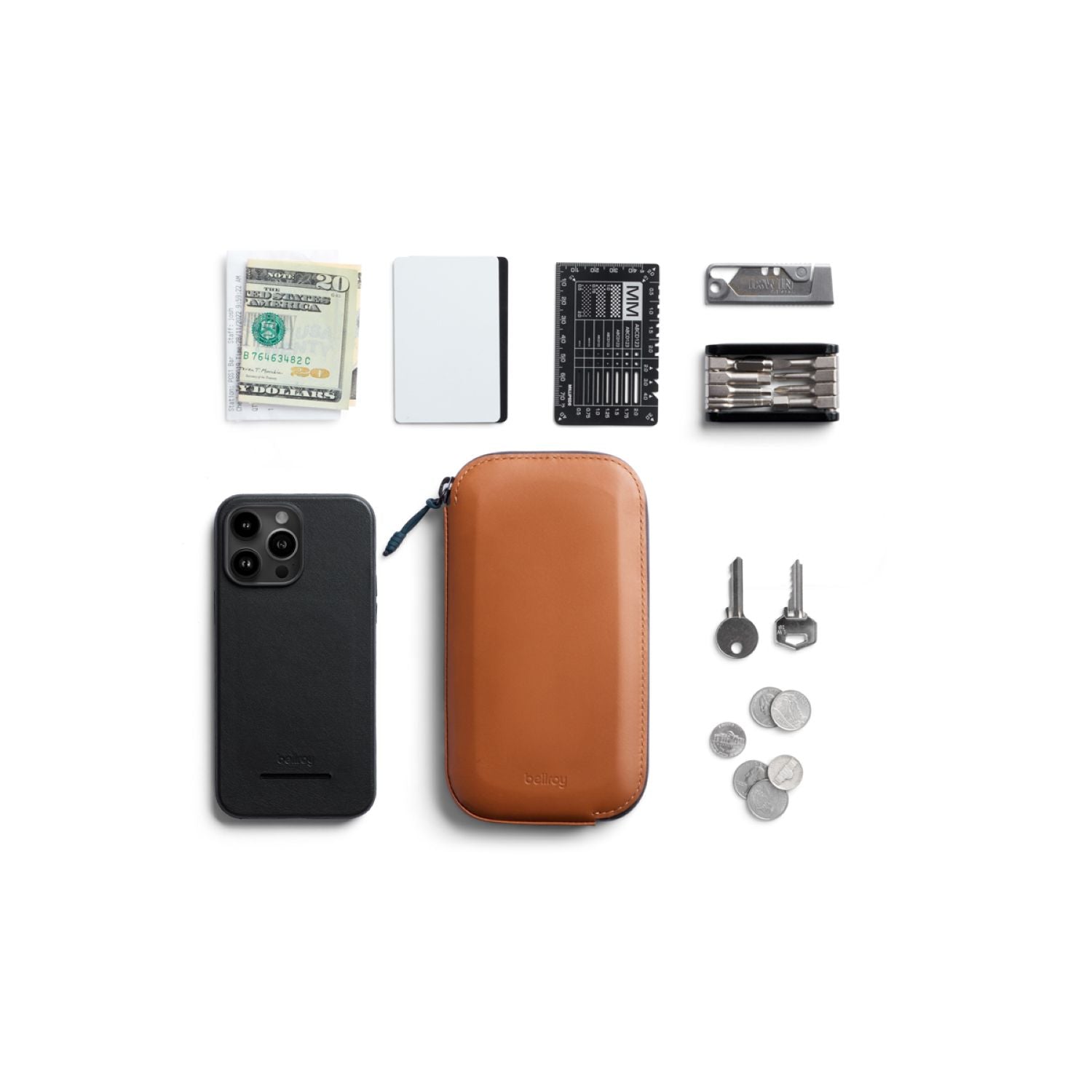 Bellroy All Conditions Phone Pocket Plus Leather - Bronze