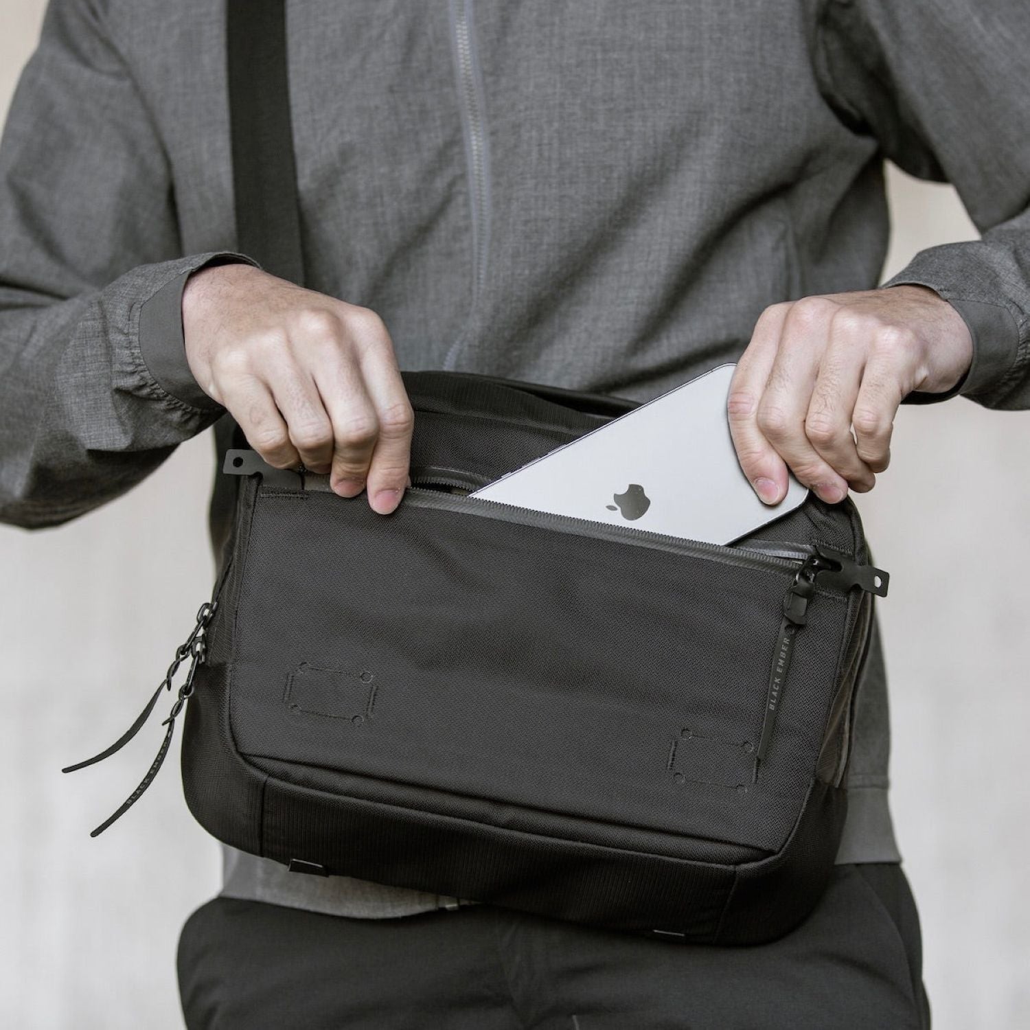 Black Ember 11" Tablet Grip Sling Bag 8L - Jet Black