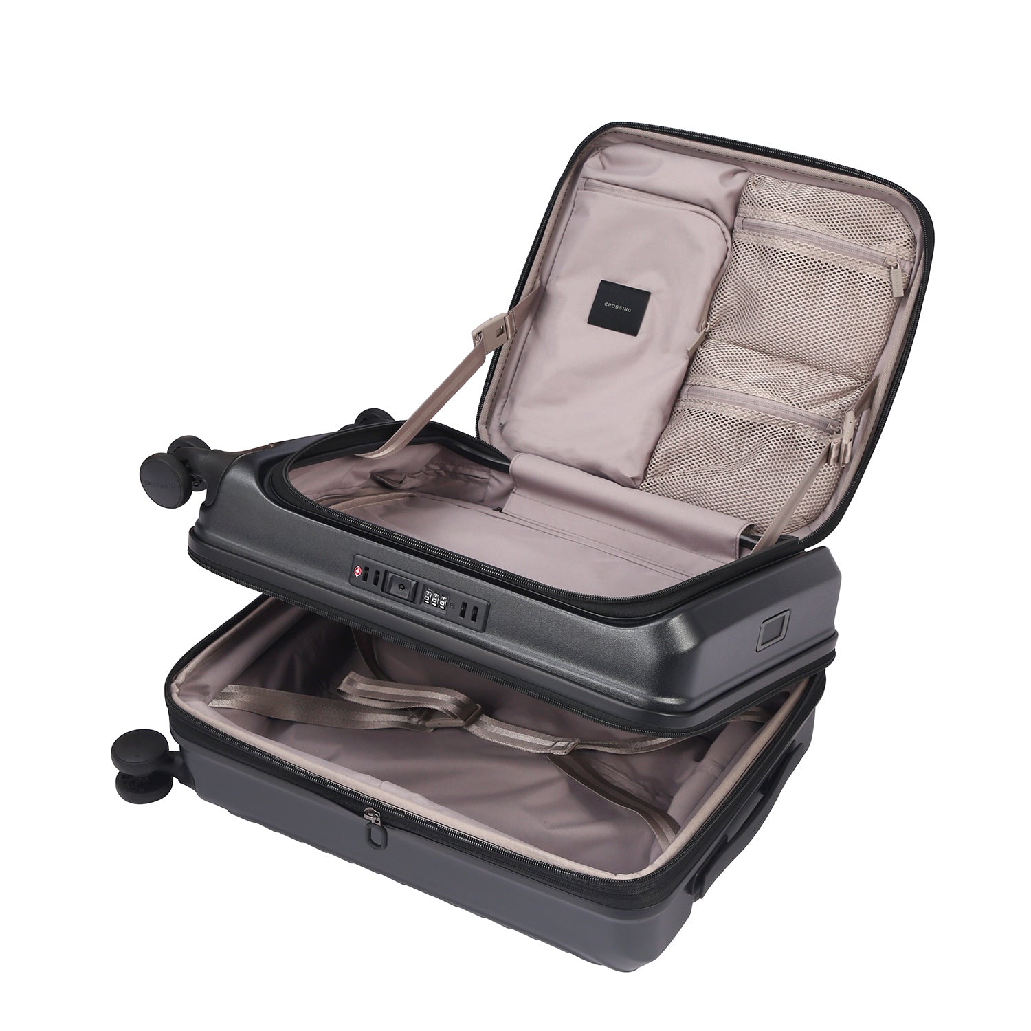 CROSSING INVI 20" Carry On Expandable Luggage With Front & Middle Access V3 - Black