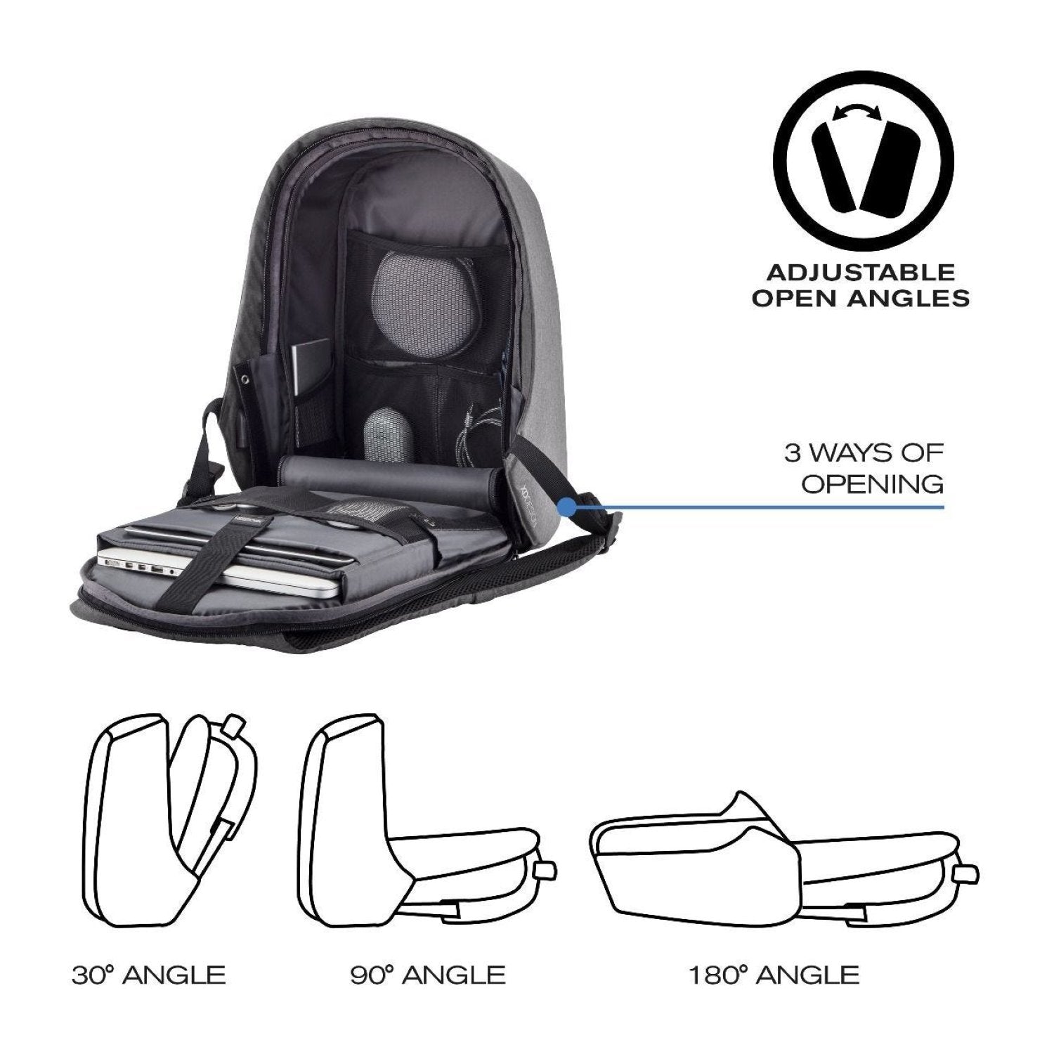 Bobby Hero Small Anti-Theft Backpack - Grey