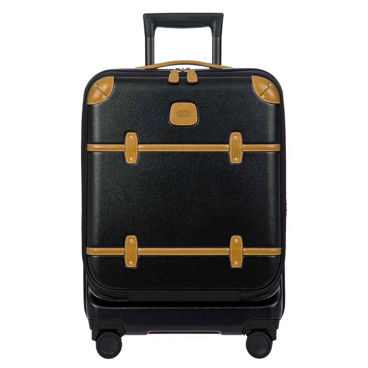 BRIC'S Bellagio 2 21" Carry-On Luggage With Front Access Opening Spinner And Pocket With USB (Black/Tobacco)