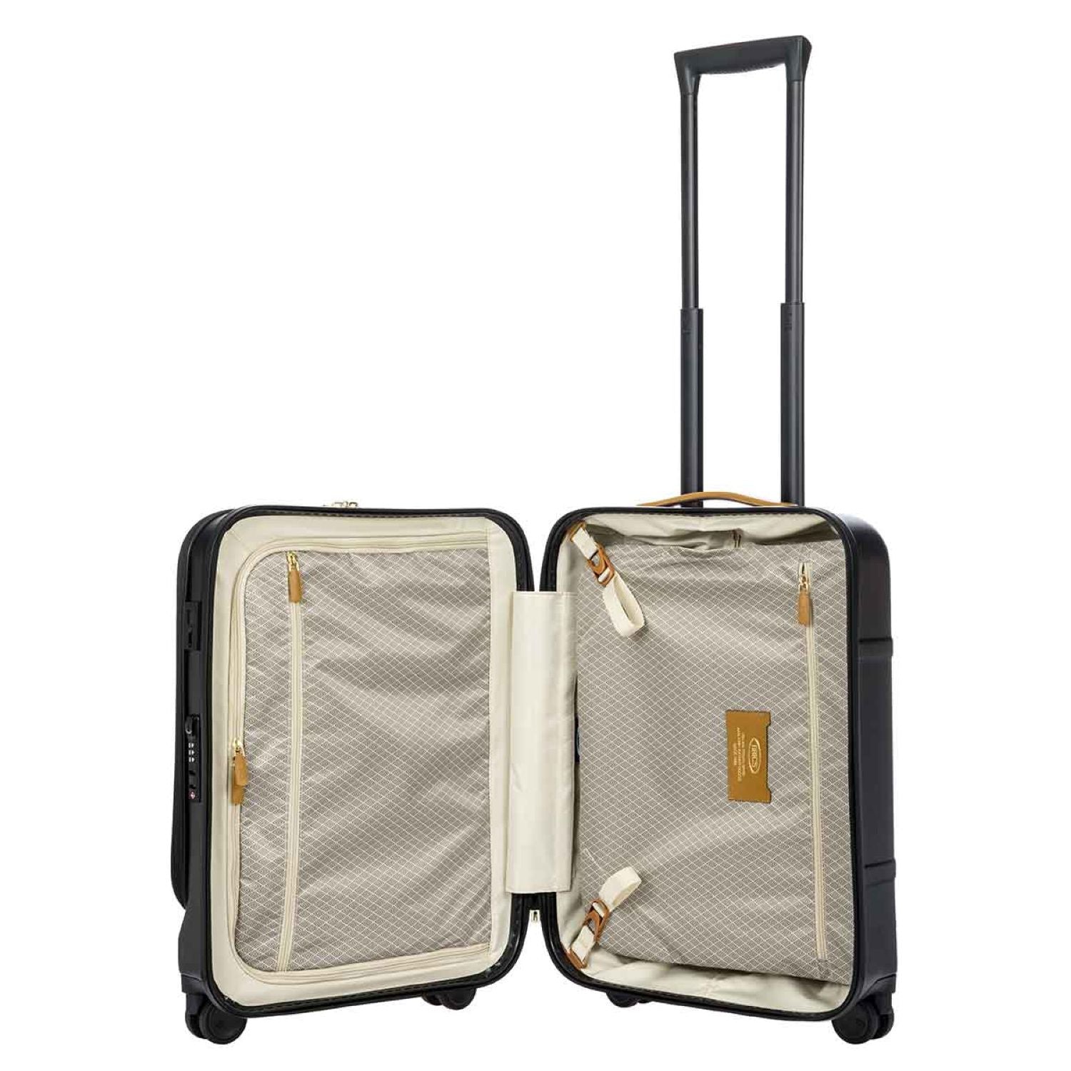 BRIC'S Bellagio 2 21" Carry-On Luggage With Front Access Opening Spinner And Pocket With USB (Black/Tobacco)
