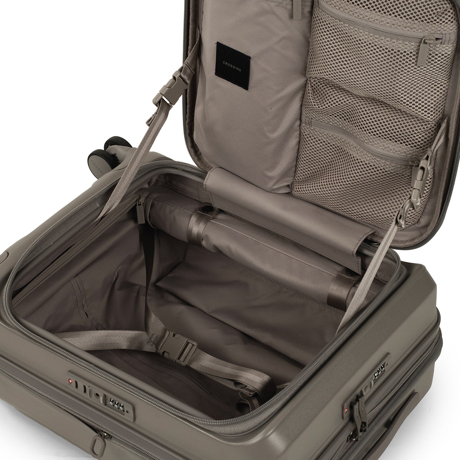 CROSSING INVI 20" Carry On Expandable Luggage With Front & Middle Access - Latte