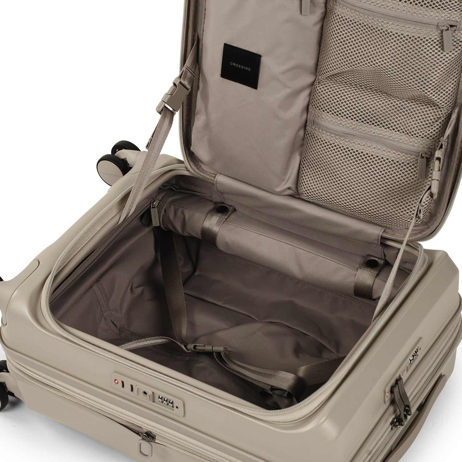 CROSSING INVI 20" Carry On Expandable Luggage With Front & Middle Access - Taupe