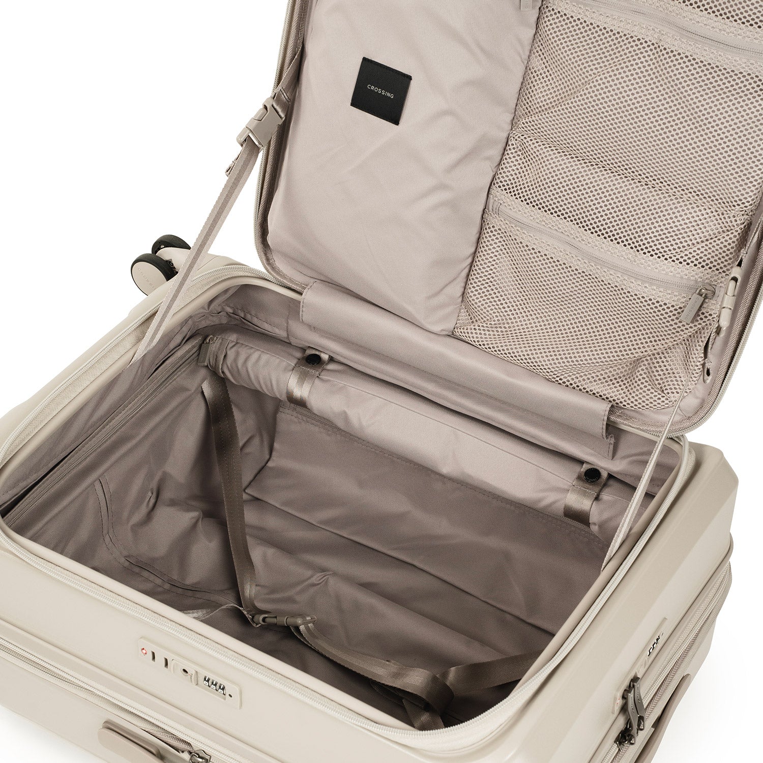 CROSSING INVI 25" Medium Expandable Luggage With Front & Middle Access - Taupe