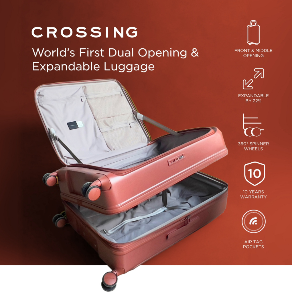 CROSSING INVI 30" Large Expandable Luggage With Front & Middle Access - Brick
