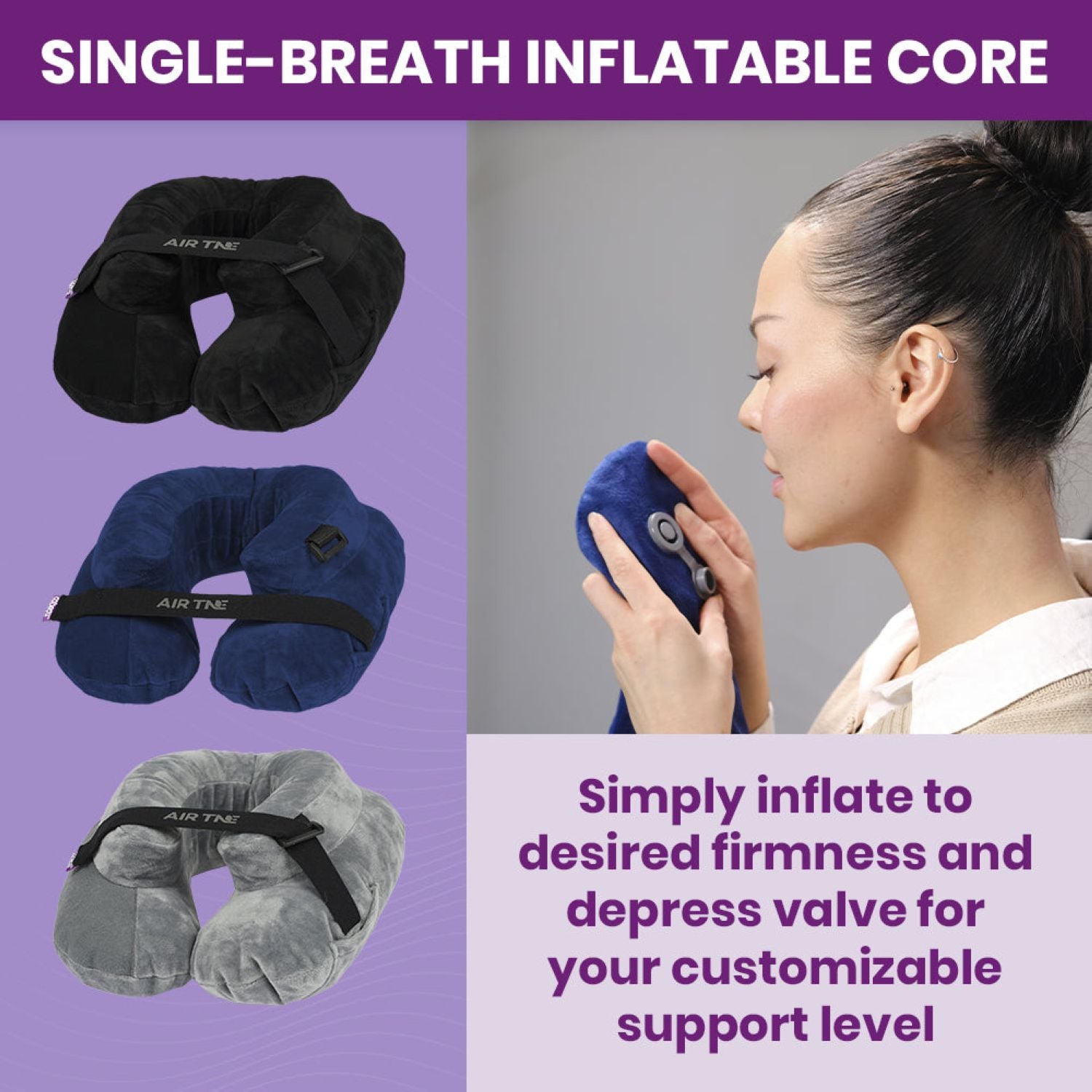 Cabeau AirTNE Inflatable Travel Neck Pillow - Midnight