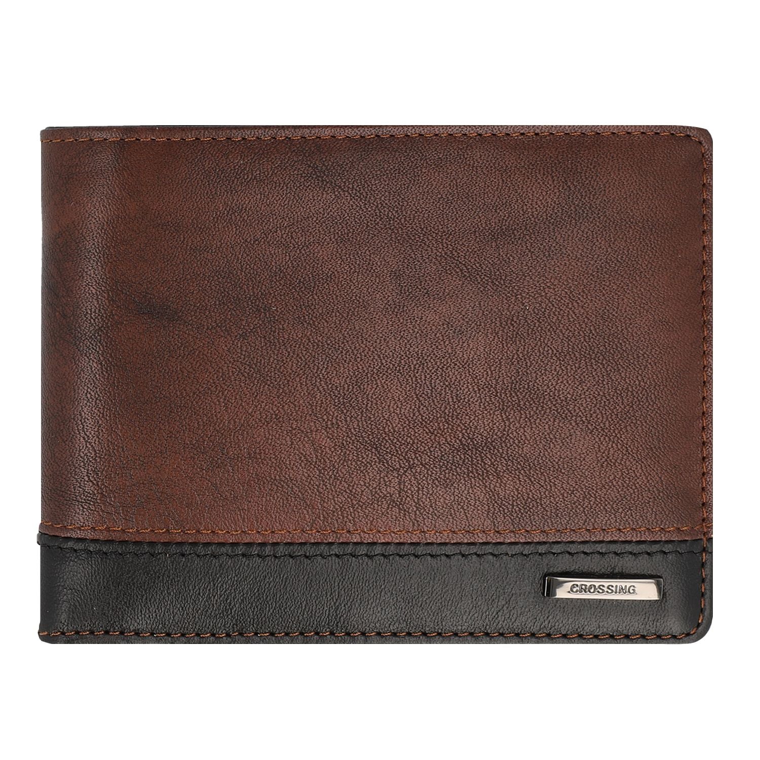 Crossing Antique Bi-fold Leather Wallet With Coin Pouch - Timber - Cafe