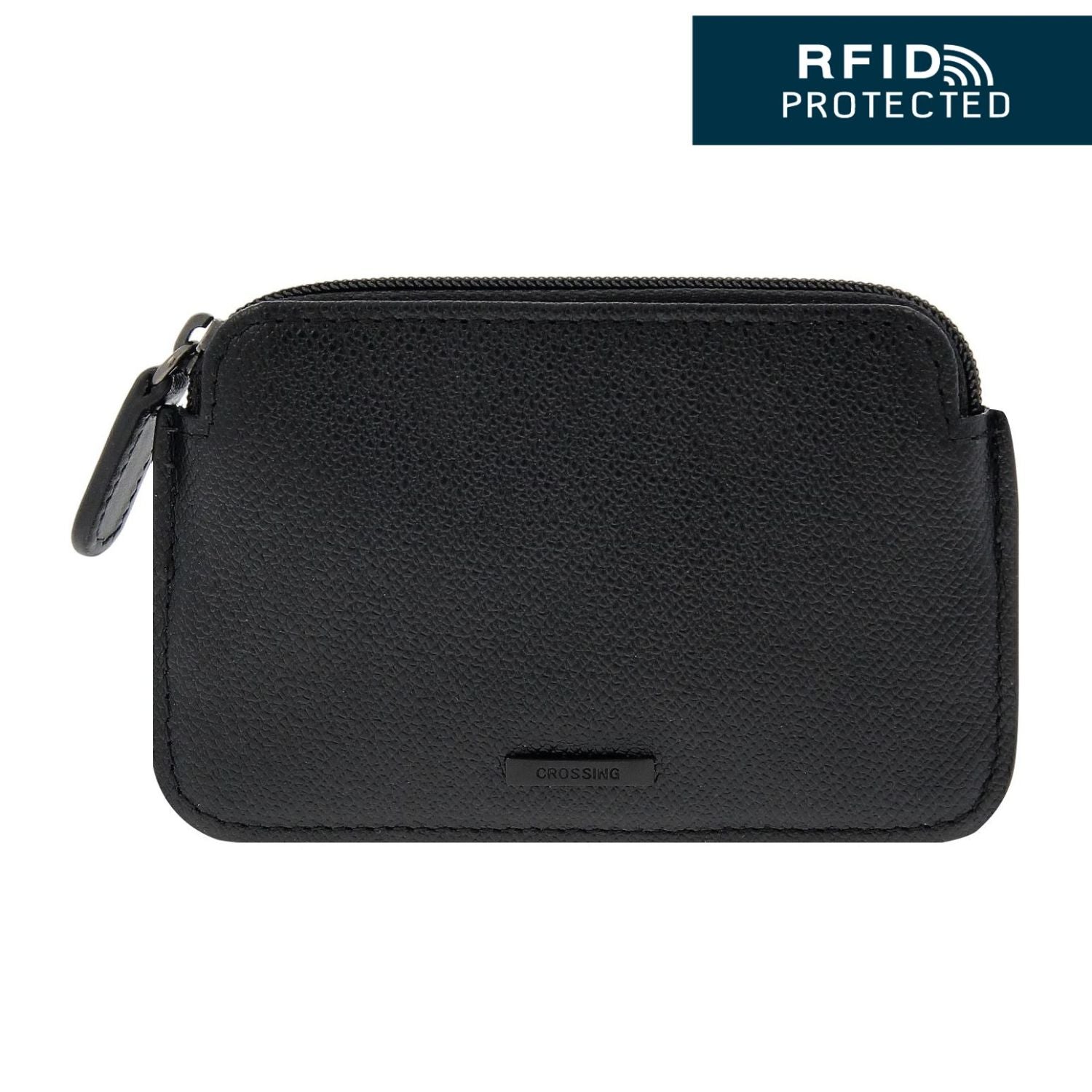 Crossing Elite Leather Key Coin Pouch With Card Slots RFID - Black