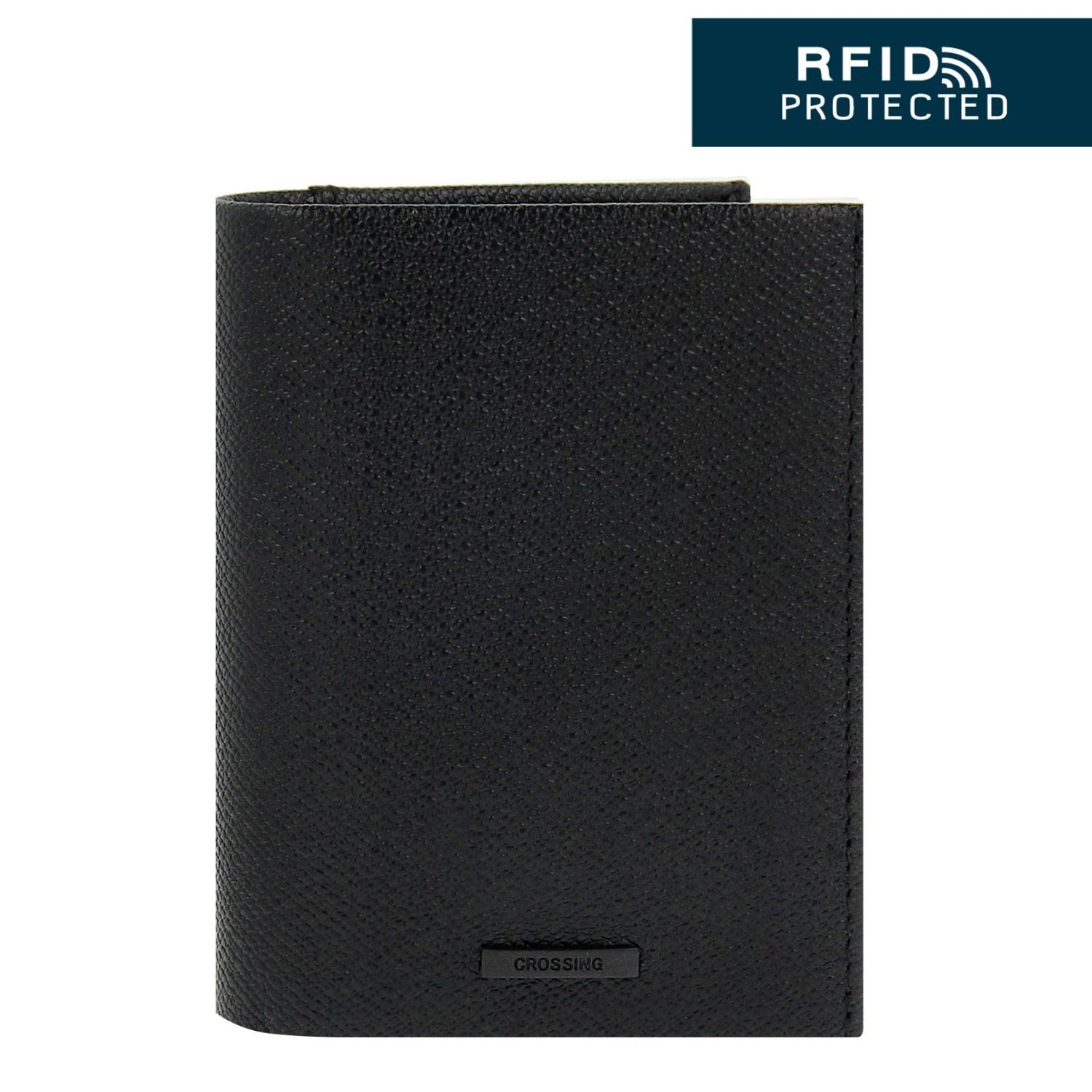 Crossing Elite Short Leather Wallet With Coin Pouch RFID - Black