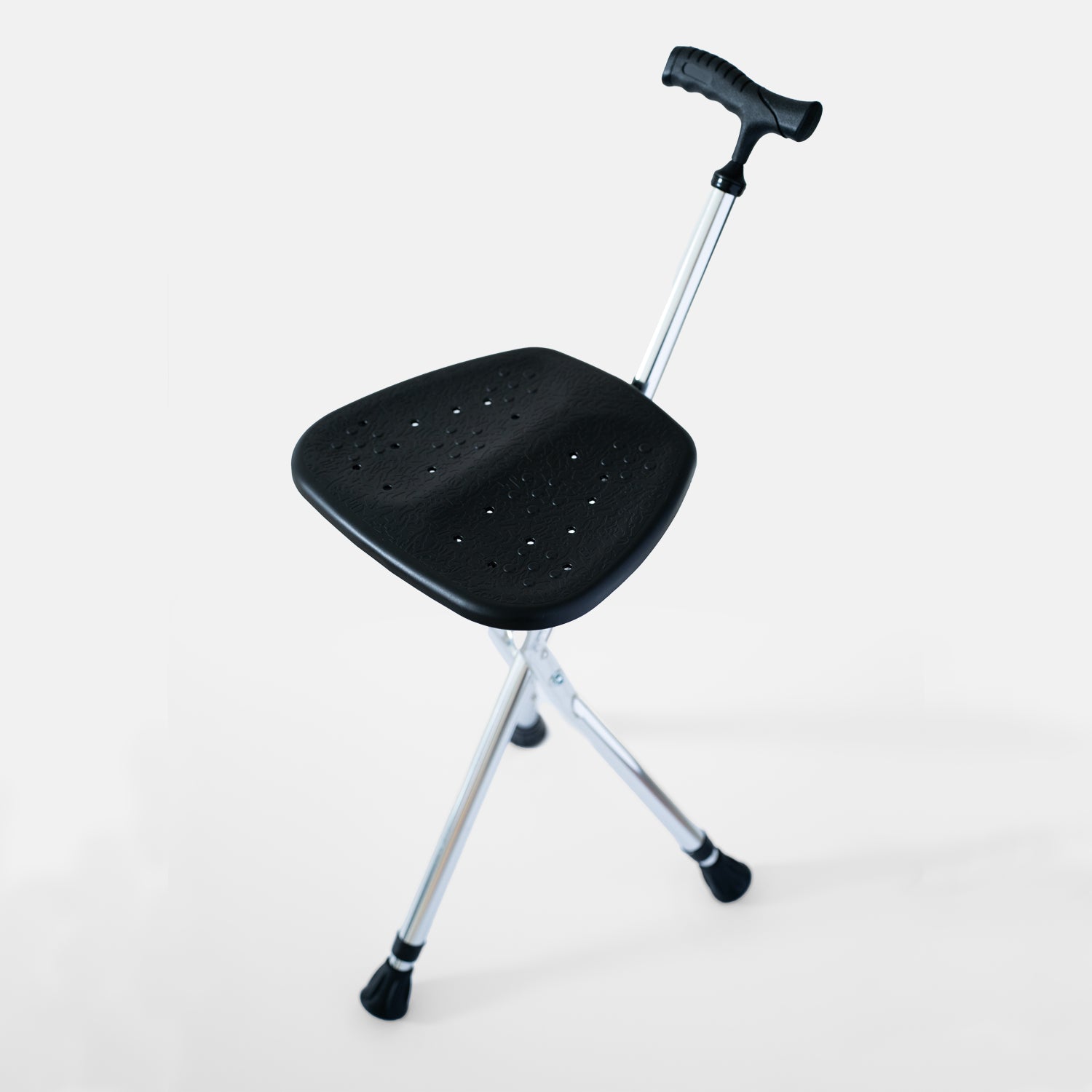 Crossing Folding Walking Stick With Seat - Black