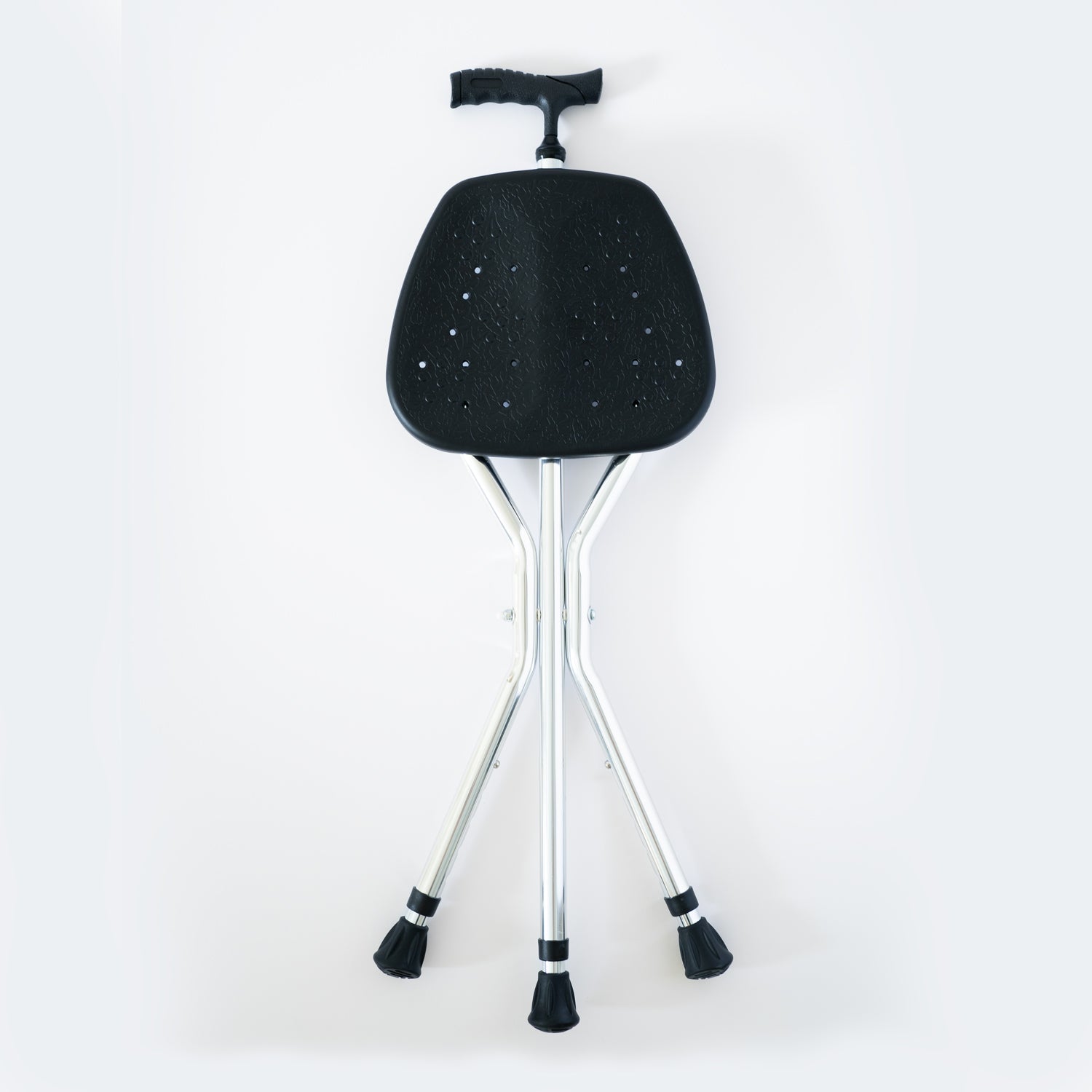 Crossing Folding Walking Stick With Seat - Black