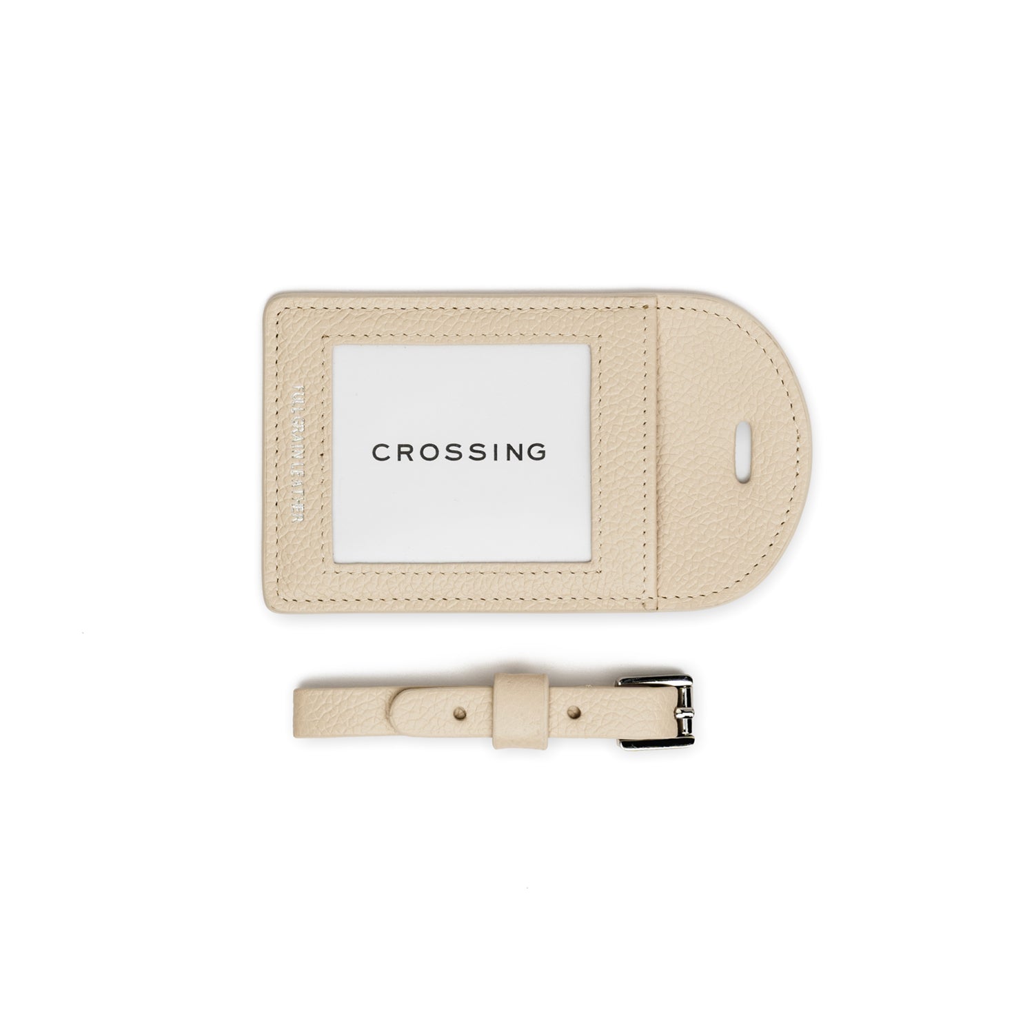 Crossing Milano Leather Luggage Tag - New Sand