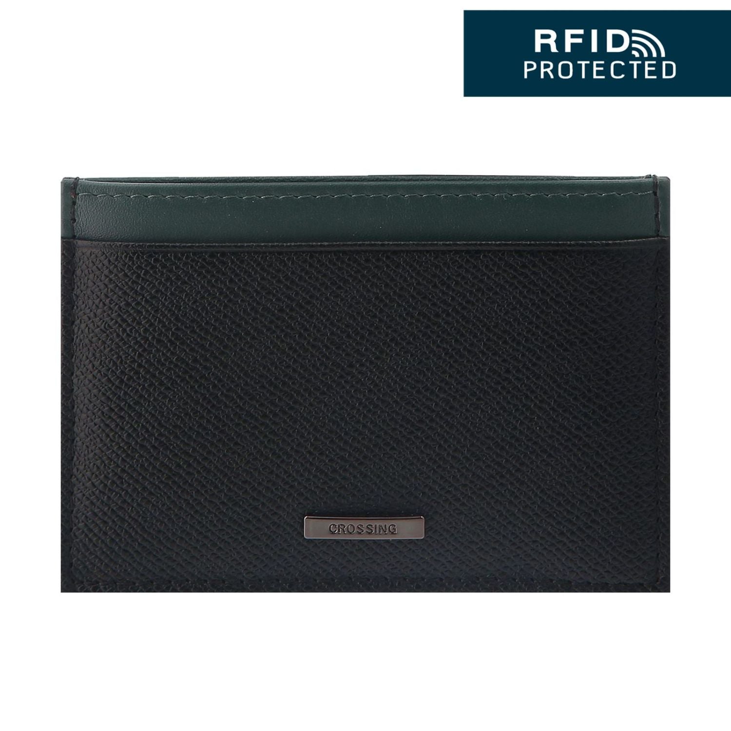 Crossing Modish Leather Card Holder RFID - Black/Teal
