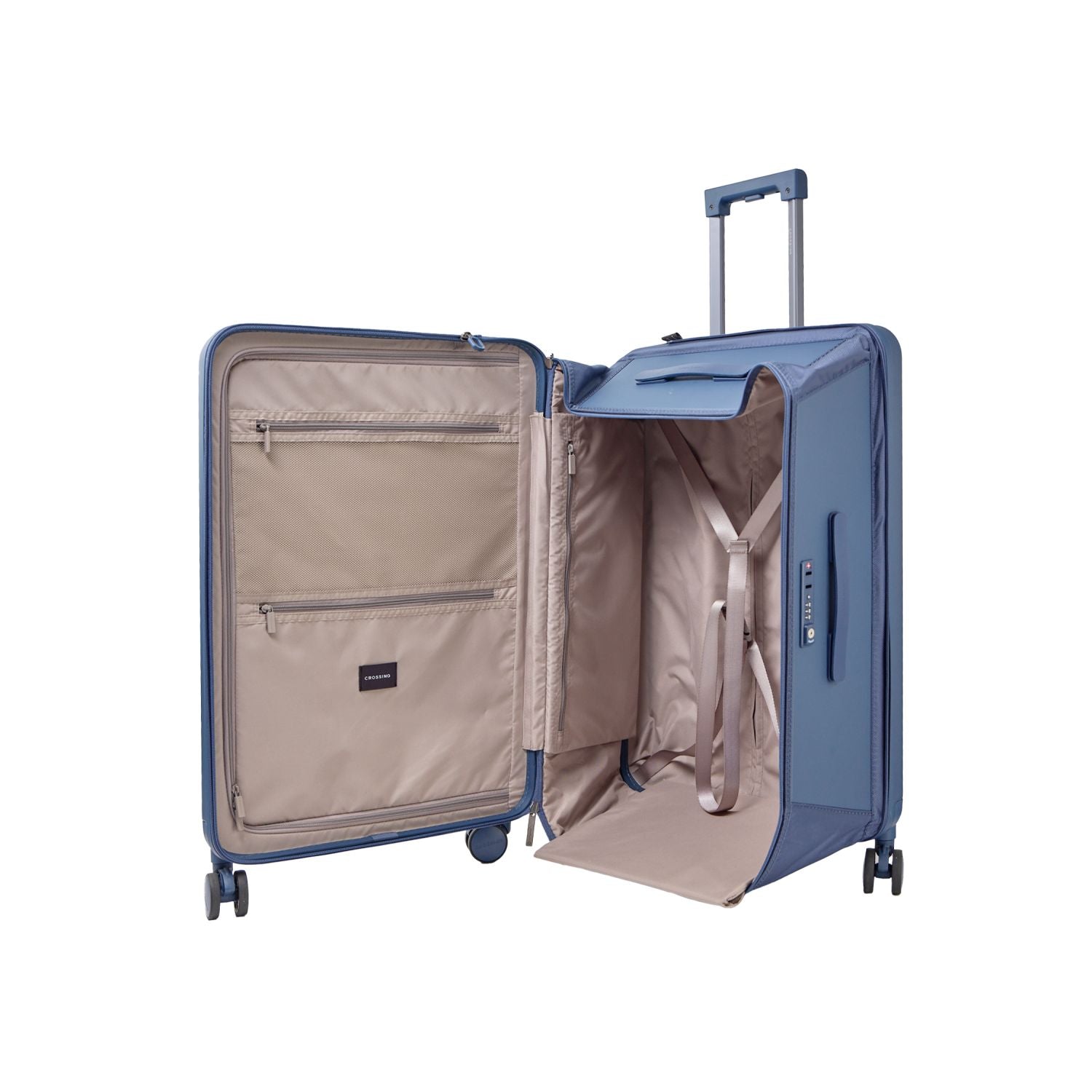Crossing Ori Collapsible Polycarbonate 26" Medium Luggage - Pewter Blue