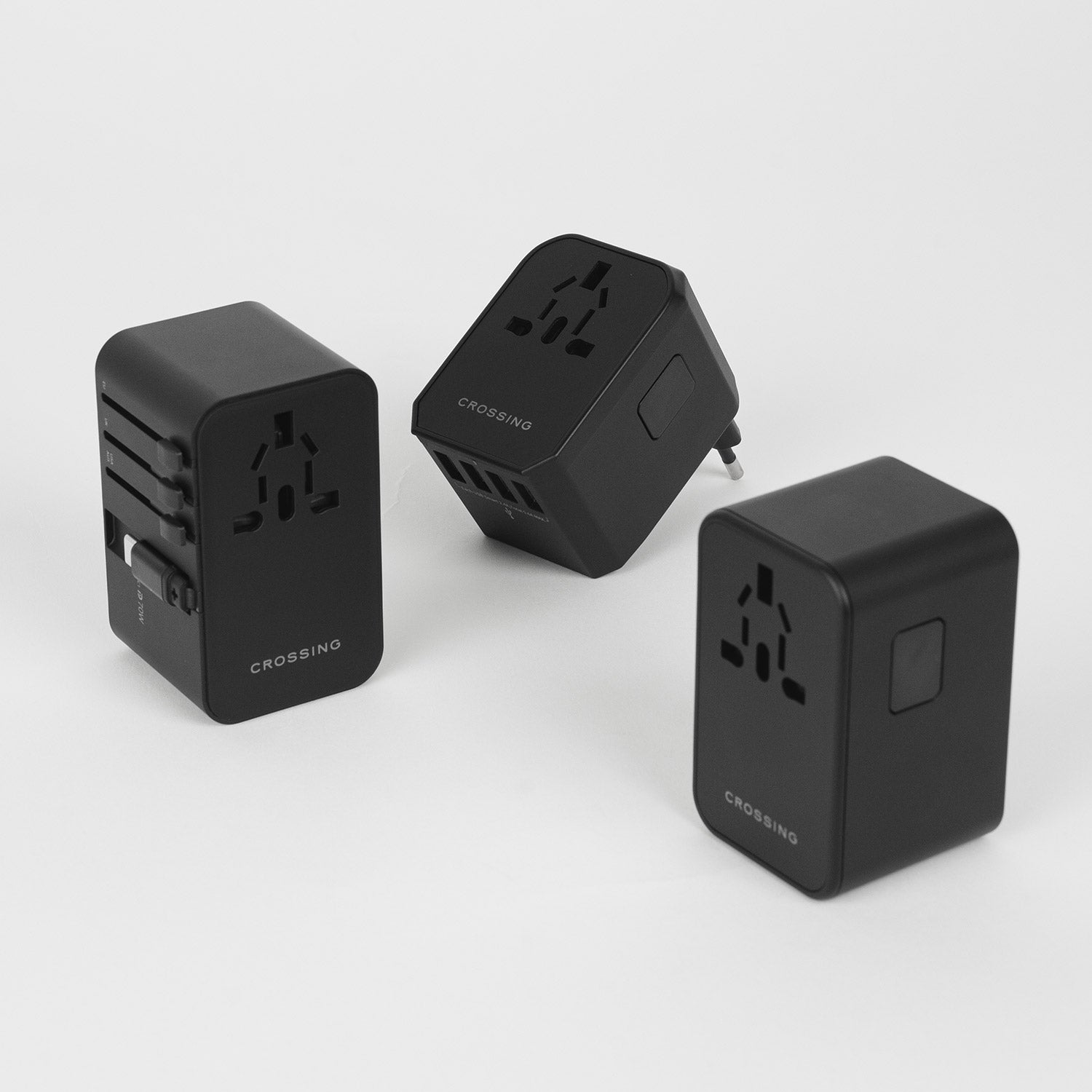 Crossing World Travel Adaptor with 4 X USB and 1 X USB-C - Black