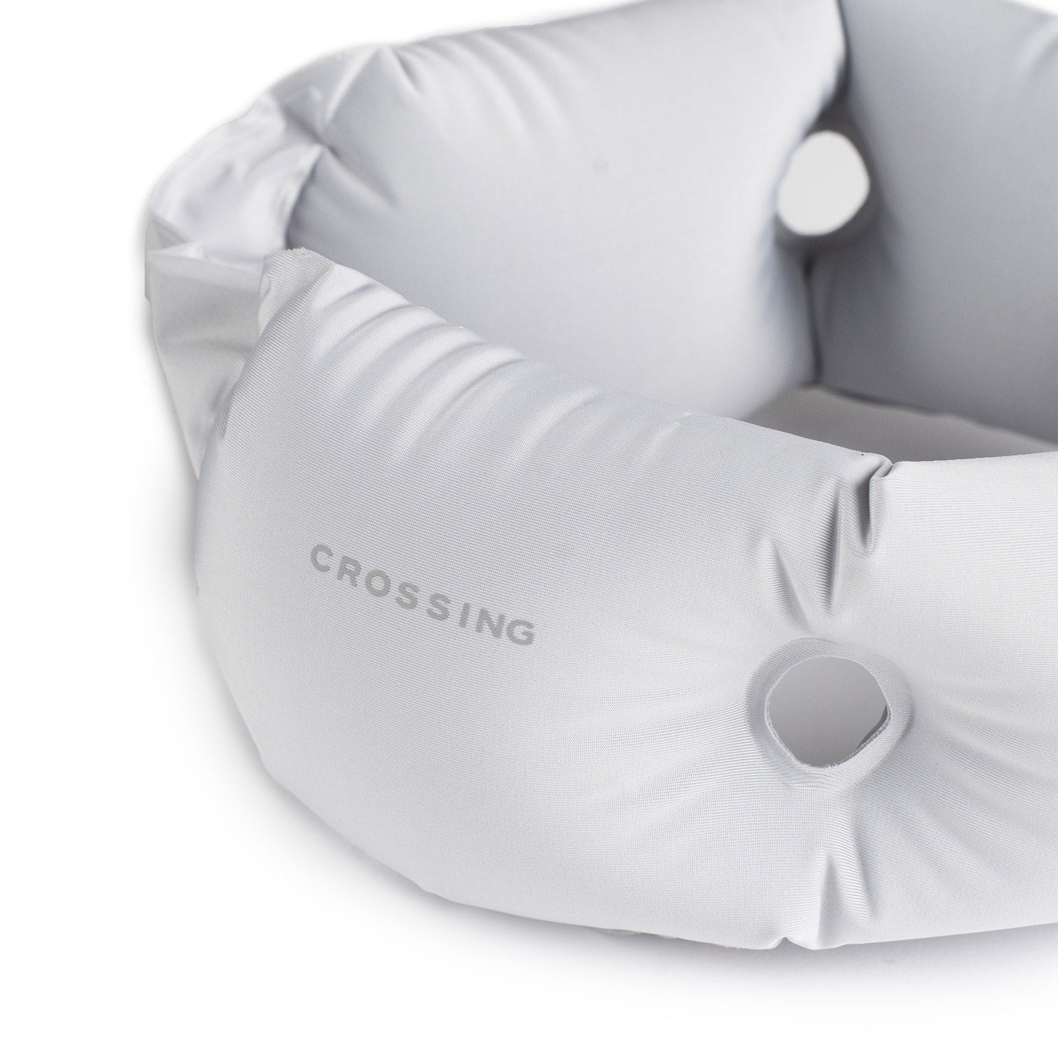 Crossing Inflatable Air Pump Neck Travel Pillow - Grey