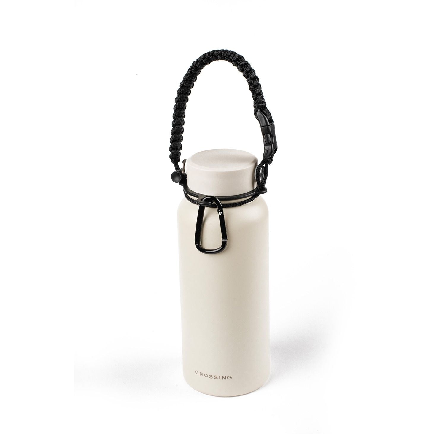 Crossing Paracord Bottle Carrier Strap with Carabiner - Black