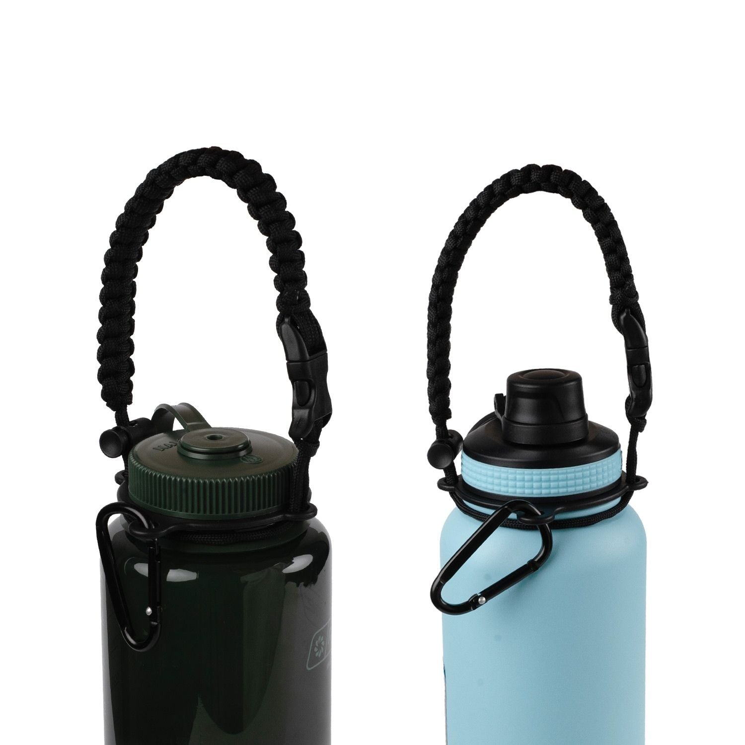 Crossing Paracord Bottle Carrier Strap with Carabiner - Black
