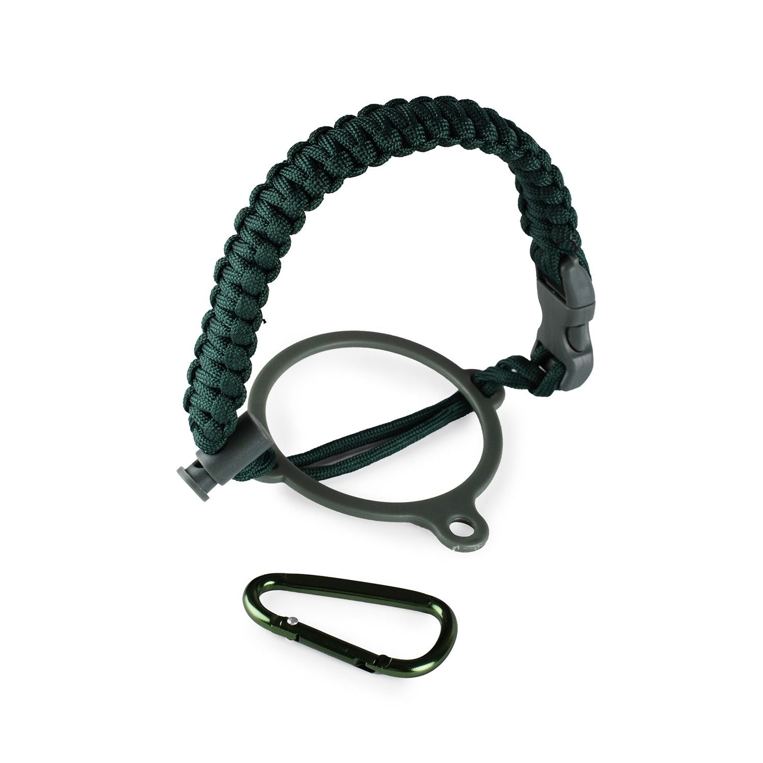 Crossing Paracord Bottle Carrier Strap with Carabiner - Dark Green