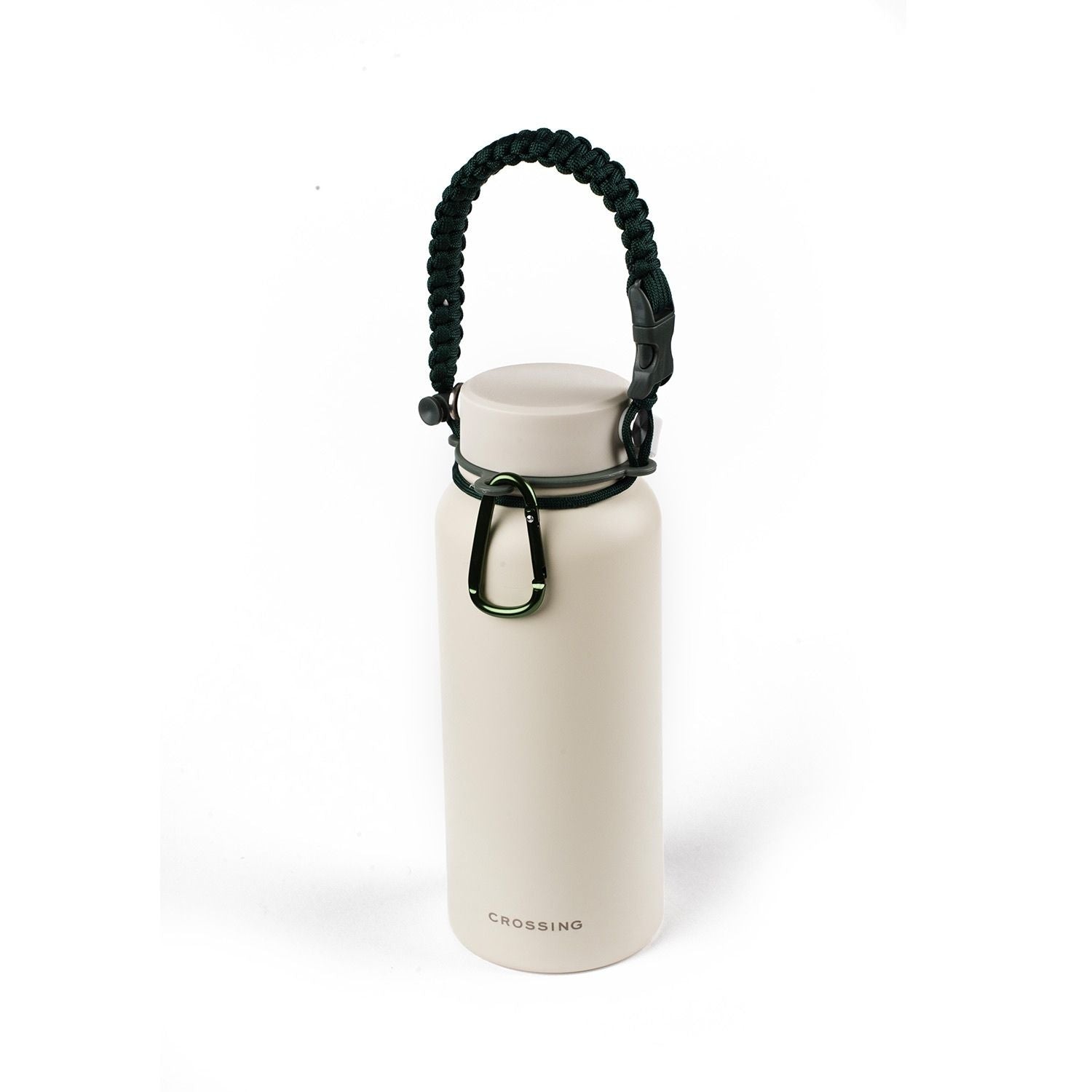 Crossing Paracord Bottle Carrier Strap with Carabiner - Dark Green