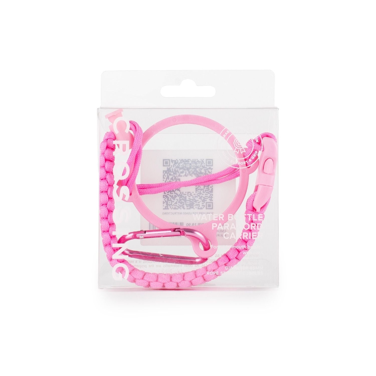 Crossing Paracord Bottle Carrier Strap with Carabiner - Hot Pink