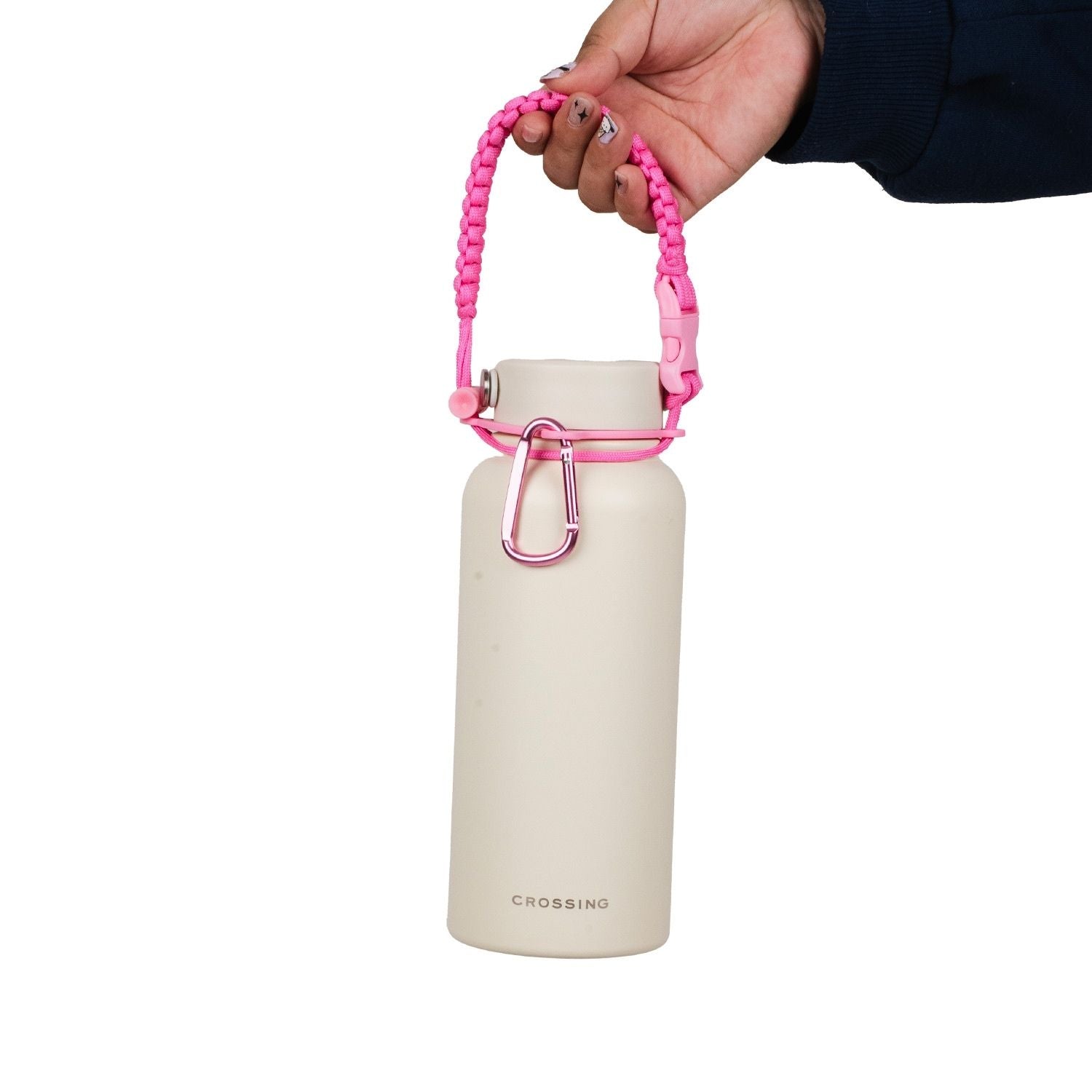 Crossing Paracord Bottle Carrier Strap with Carabiner - Hot Pink