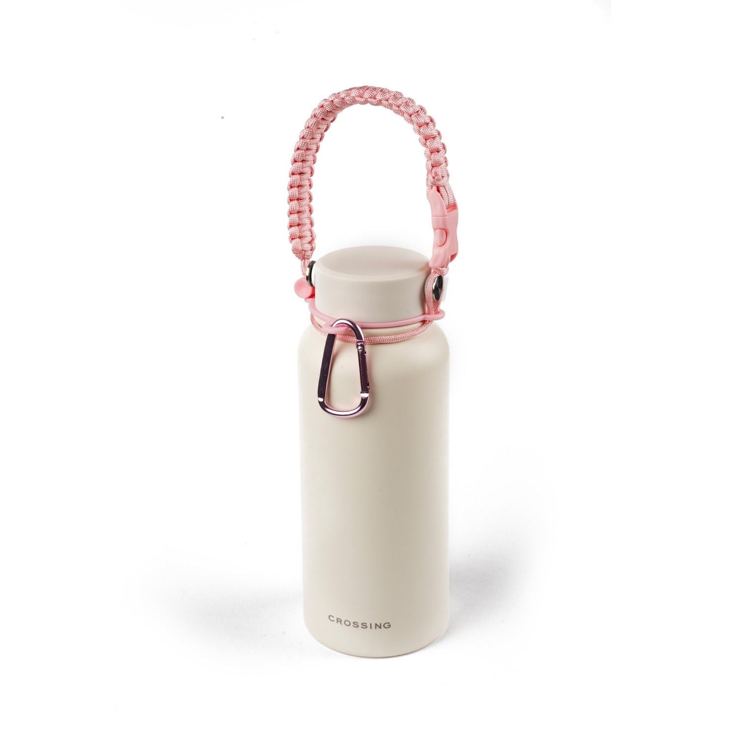 Crossing Paracord Bottle Carrier Strap with Carabiner - Light Pink