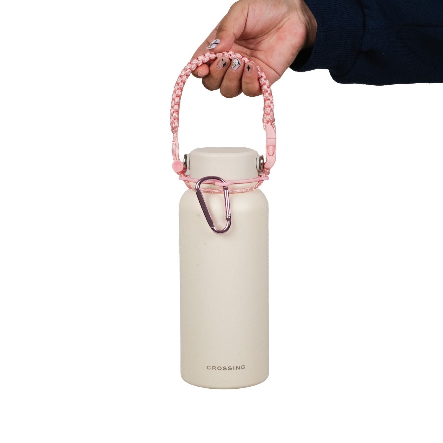 Crossing Paracord Bottle Carrier Strap with Carabiner - Light Pink
