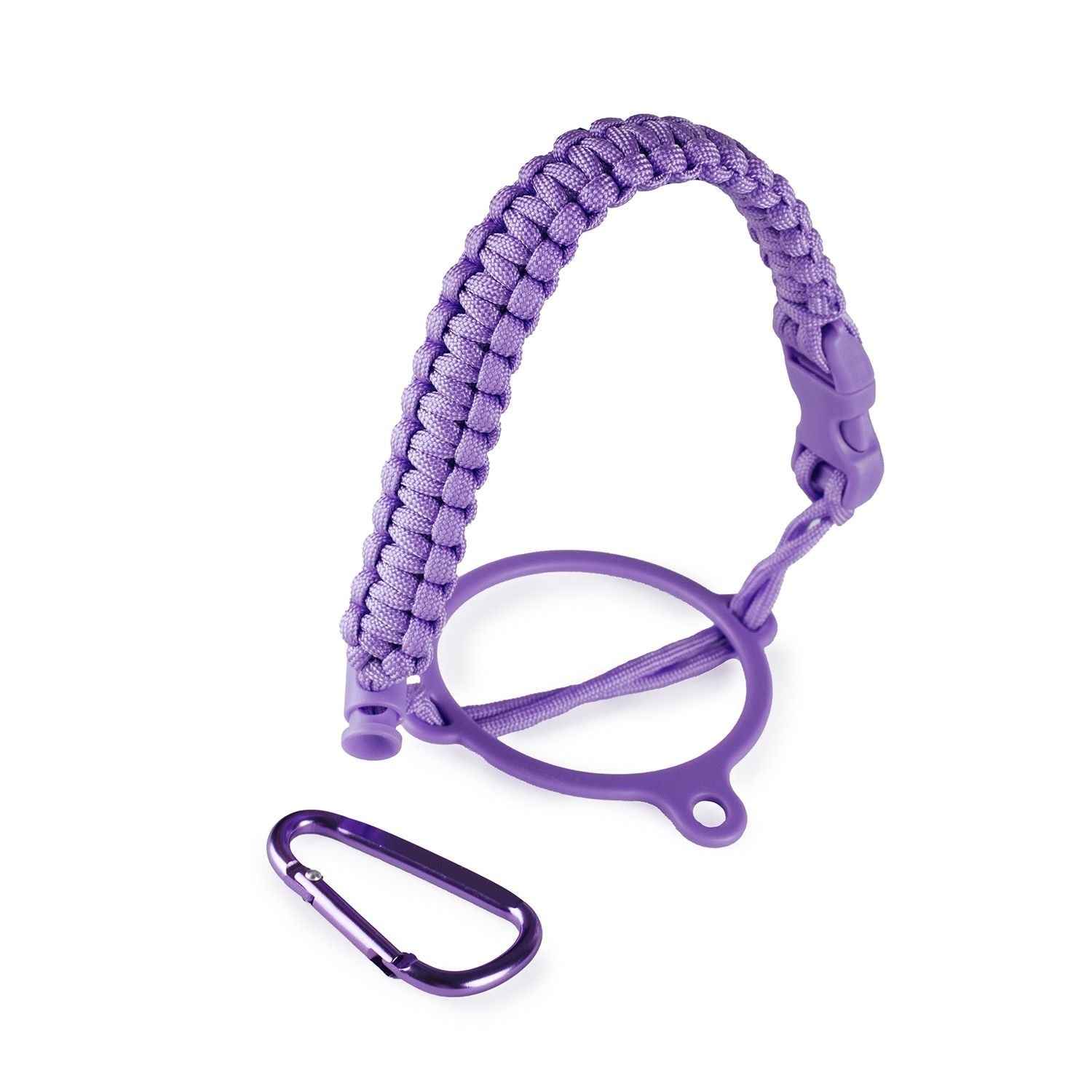 Crossing Paracord Bottle Carrier Strap with Carabiner - Purple